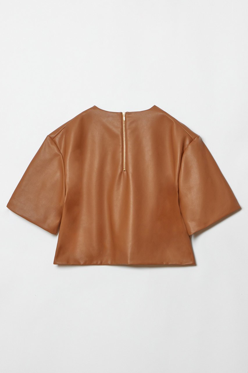 【アルアバイル/allureville】のフェイクレザーTブラウス 人気、トレンドファッション・服の通販 founy(ファニー) 　ファッション　Fashion　レディースファッション　Fashion for Women　トップス・カットソー　Cut & Sew Tops　シャツ・ブラウス・オフィスカジュアル　Elegant Blouses & Button-Ups　インナー　Innerwear　ショート　Short, Short Length　スリーブ　Sleeve, Long Sleeve / Short Sleeve　セットアップ　Set-Up, Coordinated Outfit　ハーフ　Half, Half-Length　フェイクレザー　Faux Leather, PU Leather　再入荷　Restock / Back in Stock　秋　Autumn　other-2|ID: prp329100004822320 ipo3291000000035054548