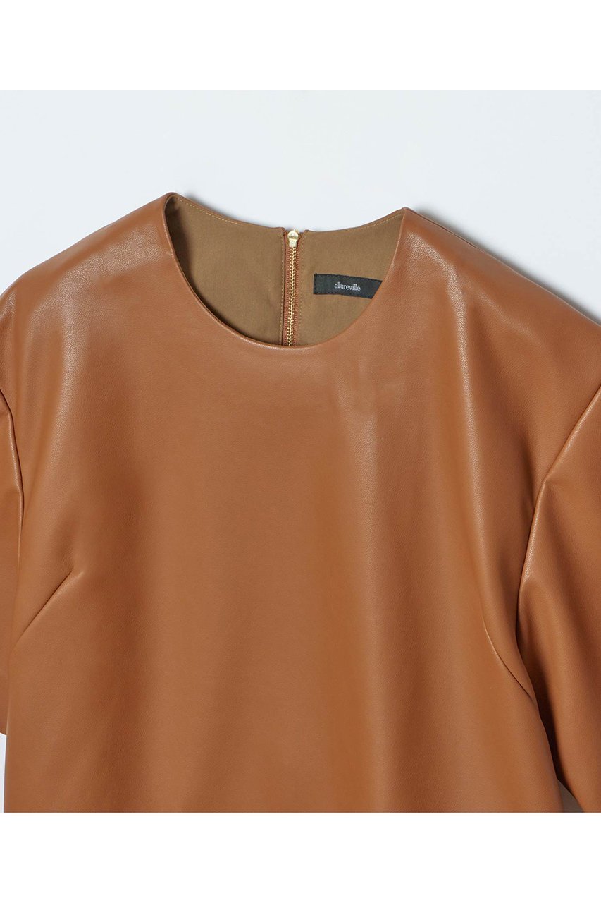 【アルアバイル/allureville】のフェイクレザーTブラウス 人気、トレンドファッション・服の通販 founy(ファニー) 　ファッション　Fashion　レディースファッション　Fashion for Women　トップス・カットソー　Cut & Sew Tops　シャツ・ブラウス・オフィスカジュアル　Elegant Blouses & Button-Ups　インナー　Innerwear　ショート　Short, Short Length　スリーブ　Sleeve, Long Sleeve / Short Sleeve　セットアップ　Set-Up, Coordinated Outfit　ハーフ　Half, Half-Length　フェイクレザー　Faux Leather, PU Leather　再入荷　Restock / Back in Stock　秋　Autumn　other-3|ID: prp329100004822320 ipo3291000000035054549