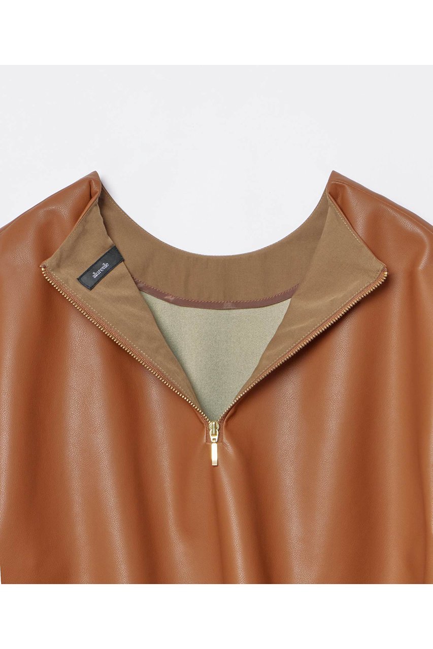 【アルアバイル/allureville】のフェイクレザーTブラウス 人気、トレンドファッション・服の通販 founy(ファニー) 　ファッション　Fashion　レディースファッション　Fashion for Women　トップス・カットソー　Cut & Sew Tops　シャツ・ブラウス・オフィスカジュアル　Elegant Blouses & Button-Ups　インナー　Innerwear　ショート　Short, Short Length　スリーブ　Sleeve, Long Sleeve / Short Sleeve　セットアップ　Set-Up, Coordinated Outfit　ハーフ　Half, Half-Length　フェイクレザー　Faux Leather, PU Leather　再入荷　Restock / Back in Stock　秋　Autumn　other-5|ID: prp329100004822320 ipo3291000000035054551