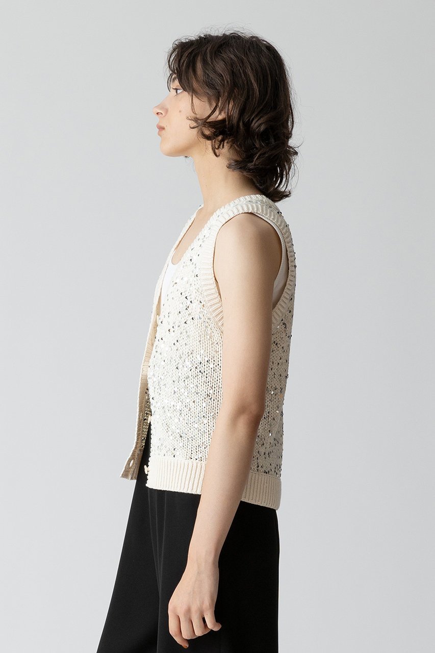 【アルアバイル/allureville】のスパンコールニットジレ 人気、トレンドファッション・服の通販 founy(ファニー) ファッション Fashion レディースファッション Fashion for Women トップス・カットソー Cut & Sew Tops ニット Knit Tops & Sweaters カーディガン・羽織り Layered Style Cardigans ベスト&ジレ / 重ね着スタイル Vests & Gilets カーディガン Cardigan, Knitwear スパンコール Sequins, Sequin Embellishment 再入荷 Restock / Back in Stock 手編み Hand-Knitted, Handmade Knit other-2|ID: prp329100004822323 ipo3291000000035054573