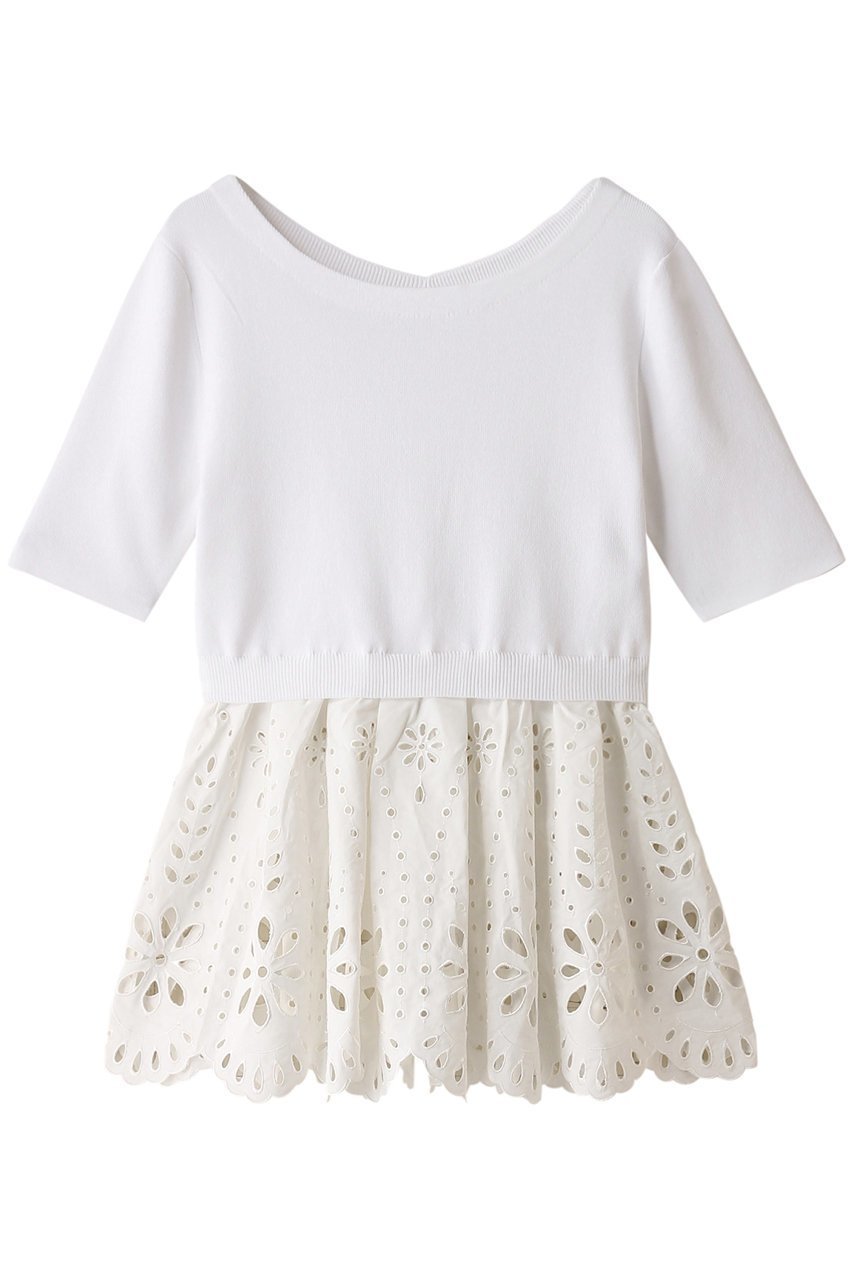 【アルアバイル/allureville】の【Loulou Willoughby】アイレットレースペプラムプルオーバー 人気、トレンドファッション・服の通販 founy(ファニー) ファッション Fashion レディースファッション Fashion for Women トップス・カットソー Cut & Sew Tops ニット Knit Tops & Sweaters カジュアルプルオーバー・ニットトップス Pullovers & Knit Tops / Casual Pullovers コンパクト Compact, Small Size シンプル Simple, Minimal スリーブ Sleeve, Long Sleeve / Short Sleeve ハーフ Half, Half-Length フェミニン Feminine, Girly ペプラム Peplum, Flared Hem エレガント 上品 Elegant 再入荷 Restock / Back in Stock other-1|ID: prp329100004822331 ipo3291000000035054991