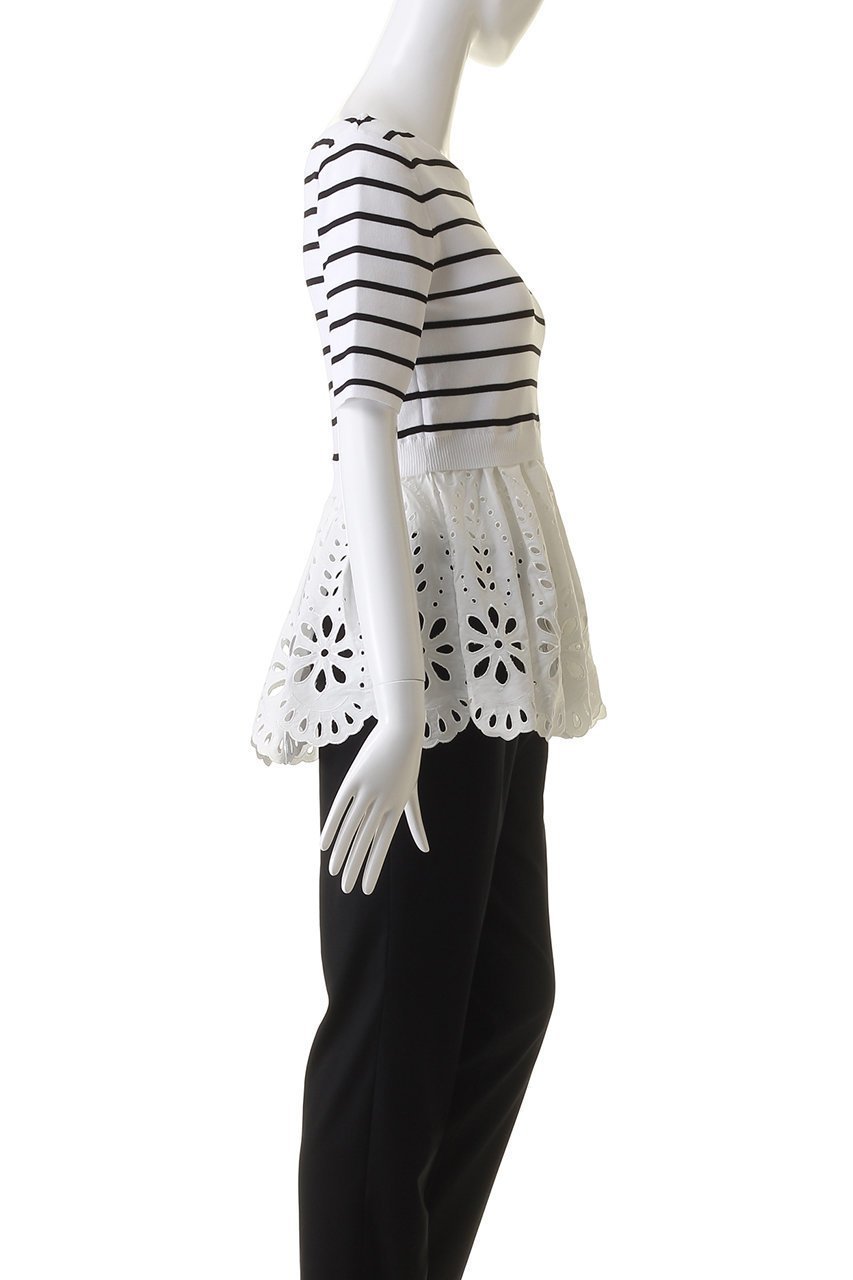 【アルアバイル/allureville】の【Loulou Willoughby】アイレットレースペプラムプルオーバー 人気、トレンドファッション・服の通販 founy(ファニー) ファッション Fashion レディースファッション Fashion for Women トップス・カットソー Cut & Sew Tops ニット Knit Tops & Sweaters カジュアルプルオーバー・ニットトップス Pullovers & Knit Tops / Casual Pullovers コンパクト Compact, Small Size シンプル Simple, Minimal スリーブ Sleeve, Long Sleeve / Short Sleeve ハーフ Half, Half-Length フェミニン Feminine, Girly ペプラム Peplum, Flared Hem エレガント 上品 Elegant 再入荷 Restock / Back in Stock other-3|ID: prp329100004822331 ipo3291000000035054995