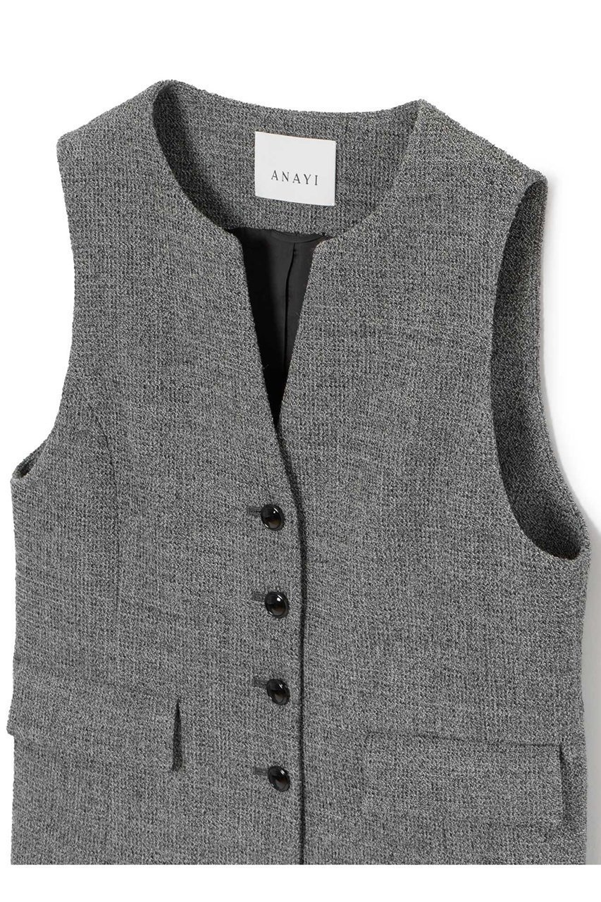 【アナイ/ANAYI】のワッフルツイードショートペプラムジレ 人気、トレンドファッション・服の通販 founy(ファニー) 　ファッション　Fashion　レディースファッション　Fashion for Women　アウター　Coat / Outerwear Collection　レディースジャケット・軽アウター　Jackets　おすすめ　Recommended / Our Picks　クラシカル　Classical, Vintage-Inspired　ジャケット　Jacket, Outerwear　セットアップ　Set-Up, Coordinated Outfit　ツイード　Twill, Twill Weave　バランス　Balance, Style Balance　ベスト　Vest, Waistcoat　ペプラム　Peplum, Flared Hem　ワッフル　Waffle, Waffle Knit　再入荷　Restock / Back in Stock　夏　Summer　other-3|ID: prp329100004822340 ipo3291000000035055296