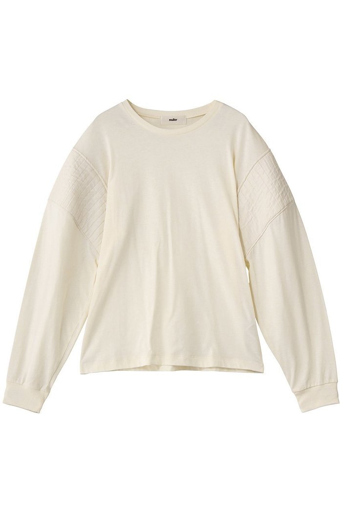 【エリオポール/heliopole】の【muller of yoshiokubo】ストライプジャカードトップ インテリア・キッズ・メンズ・レディースファッション・服の通販 founy(ファニー) https://founy.com/ ファッション Fashion レディースファッション Fashion for Women トップス・カットソー Cut & Sew Tops シャツ・ブラウス・オフィスカジュアル Elegant Blouses & Button-Ups ロングTシャツ・Tシャツ Longline T-Shirts & Tees カットソー・ベーシックTシャツ Cut-and-Sewn Tops / Stretch Tees & Basics コンビ Combo, Combination Style ジャカード／ジャガード Jacquard, Woven Pattern ストライプ Stripe, Striped Pattern スラックス Slacks, Dress Pants スリーブ Sleeve, Long Sleeve / Short Sleeve デニム Denim, Jeans Material ロング Long, Long-Length 再入荷 Restock / Back in Stock |ID: prp329100004822538 ipo3291000000035333011