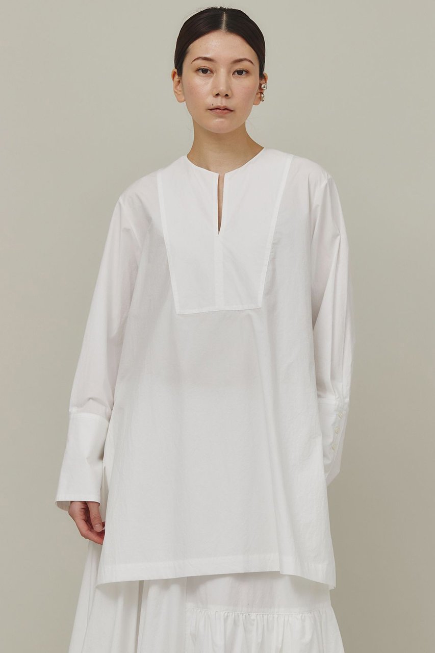 【カレンソロジー/Curensology】のタイプライタークルーブラウス インテリア・キッズ・メンズ・レディースファッション・服の通販 founy(ファニー) 　ファッション　Fashion　レディースファッション　Fashion for Women　トップス・カットソー　Cut & Sew Tops　シャツ・ブラウス・オフィスカジュアル　Elegant Blouses & Button-Ups　なめらか　Smooth, Silky Texture　シンプル　Simple, Minimal　スリーブ　Sleeve, Long Sleeve / Short Sleeve　セットアップ　Set-Up, Coordinated Outfit　タイプライター　Typewriter Fabric, Crisp Cotton　チュニック　Tunic, Long Top　バランス　Balance, Style Balance　ボトム　Bottoms, Lower Wear　ロング　Long, Long-Length　再入荷　Restock / Back in Stock　ホワイト|ID: prp329100004822692 ipo3291000000035063103