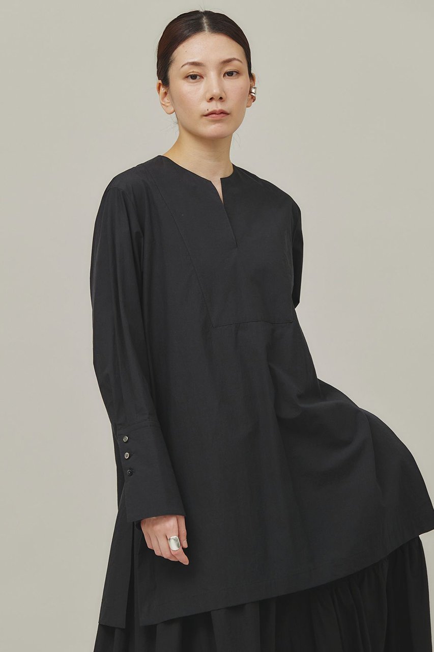 【カレンソロジー/Curensology】のタイプライタークルーブラウス 人気、トレンドファッション・服の通販 founy(ファニー) 　ファッション　Fashion　レディースファッション　Fashion for Women　トップス・カットソー　Cut & Sew Tops　シャツ・ブラウス・オフィスカジュアル　Elegant Blouses & Button-Ups　なめらか　Smooth, Silky Texture　シンプル　Simple, Minimal　スリーブ　Sleeve, Long Sleeve / Short Sleeve　セットアップ　Set-Up, Coordinated Outfit　タイプライター　Typewriter Fabric, Crisp Cotton　チュニック　Tunic, Long Top　バランス　Balance, Style Balance　ボトム　Bottoms, Lower Wear　ロング　Long, Long-Length　再入荷　Restock / Back in Stock　other-3|ID: prp329100004822692 ipo3291000000035063109