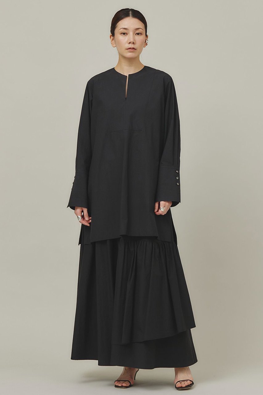 【カレンソロジー/Curensology】のタイプライタークルーブラウス 人気、トレンドファッション・服の通販 founy(ファニー) 　ファッション　Fashion　レディースファッション　Fashion for Women　トップス・カットソー　Cut & Sew Tops　シャツ・ブラウス・オフィスカジュアル　Elegant Blouses & Button-Ups　なめらか　Smooth, Silky Texture　シンプル　Simple, Minimal　スリーブ　Sleeve, Long Sleeve / Short Sleeve　セットアップ　Set-Up, Coordinated Outfit　タイプライター　Typewriter Fabric, Crisp Cotton　チュニック　Tunic, Long Top　バランス　Balance, Style Balance　ボトム　Bottoms, Lower Wear　ロング　Long, Long-Length　再入荷　Restock / Back in Stock　other-6|ID: prp329100004822692 ipo3291000000035063112