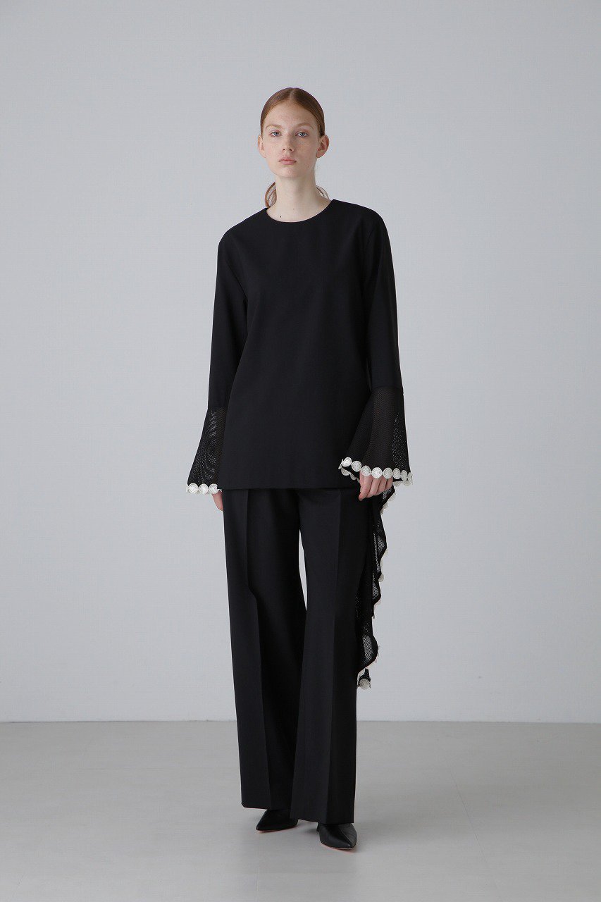 【アドーア/ADORE】のレノクロスラッフルブラウス 人気、トレンドファッション・服の通販 founy(ファニー) 　ファッション　Fashion　レディースファッション　Fashion for Women　トップス・カットソー　Cut & Sew Tops　シャツ・ブラウス・オフィスカジュアル　Elegant Blouses & Button-Ups　シンプル　Simple, Minimal　スリーブ　Sleeve, Long Sleeve / Short Sleeve　フェミニン　Feminine, Girly　マニッシュ　Mannish, Boyish　レース　Lace, Lace Fabric　ロング　Long, Long-Length　other-6|ID: prp329100004822747 ipo3291000000035923288