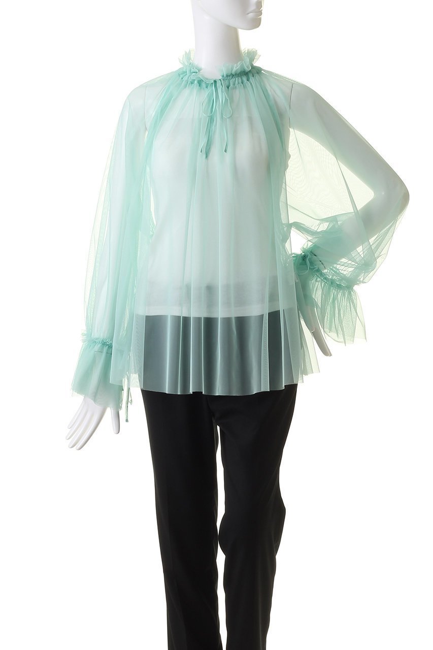 【ミディウミソリッド/MIDIUMISOLID】のtulle gathered blouse ブラウス 人気、トレンドファッション・服の通販 founy(ファニー) 　ファッション　Fashion　レディースファッション　Fashion for Women　トップス・カットソー　Cut & Sew Tops　シャツ・ブラウス・オフィスカジュアル　Elegant Blouses & Button-Ups　おすすめ　Recommended / Our Picks　インナー　Innerwear　エアリー　Airy Texture　ギャザー　Gathered, Ruffled　シアー　Sheer, See-Through　スリーブ　Sleeve, Long Sleeve / Short Sleeve　チュール　Tulip, Tulip Motif　ノースリーブ　Sleeveless, No-Sleeve　ロング　Long, Long-Length　今季　This Season, Current Season　other-2|ID: prp329100004822754 ipo3291000000035064034