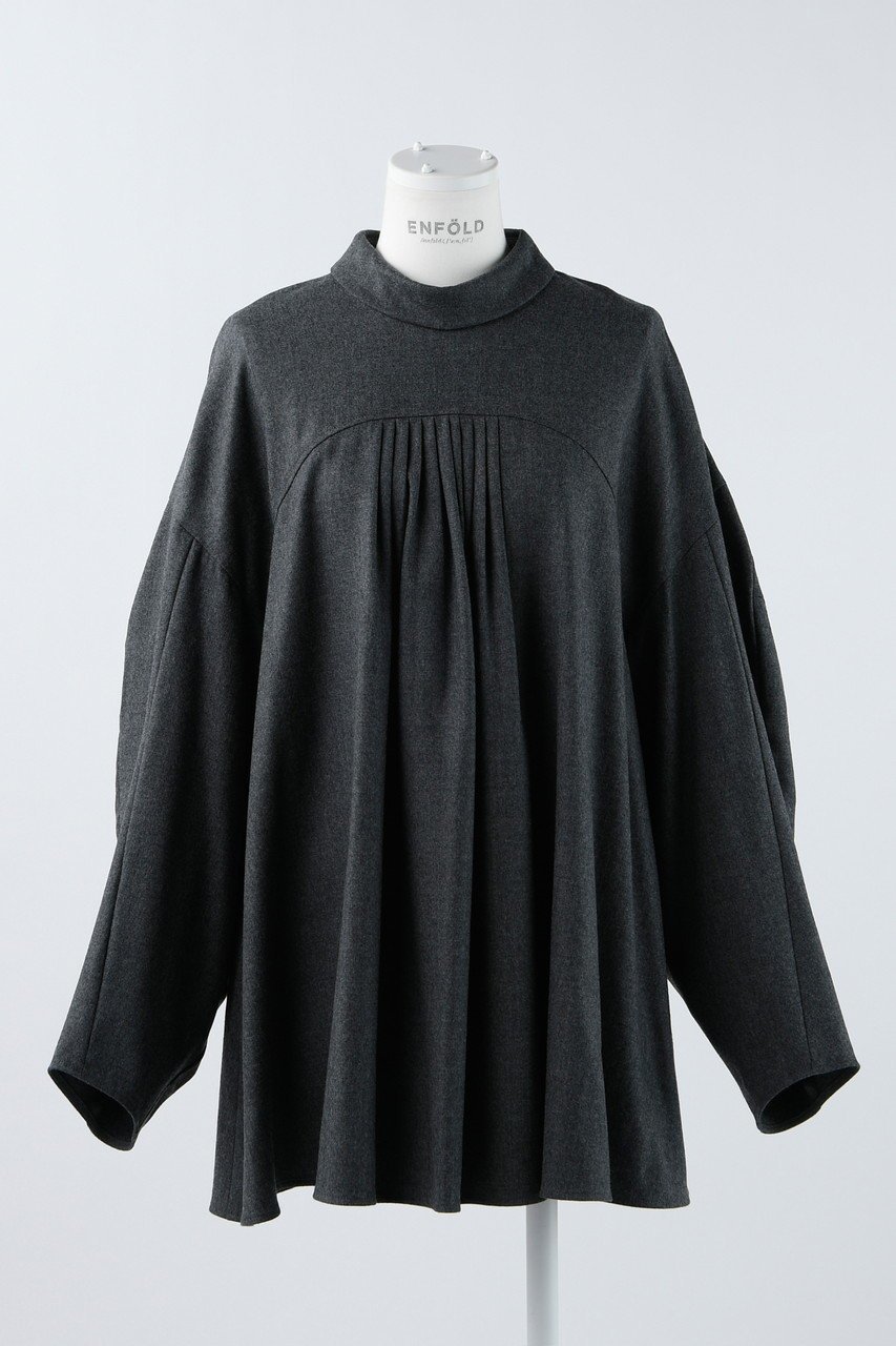 【エンフォルド/ENFOLD】のストレッチサキソニー バックタイ P.O/プルオーバー インテリア・キッズ・メンズ・レディースファッション・服の通販 founy(ファニー) 　ファッション　Fashion　レディースファッション　Fashion for Women　トップス・カットソー　Cut & Sew Tops　シャツ・ブラウス・オフィスカジュアル　Elegant Blouses & Button-Ups　カジュアルプルオーバー・ニットトップス　Pullovers & Knit Tops / Casual Pullovers　バッグ　Bags　ストレッチ　Stretch, Stretchy Fabric　スリーブ　Sleeve, Long Sleeve / Short Sleeve　ロング　Long, Long-Length　人気　Popular, Best Seller　冬　Winter / This Winter　チャコールグレー|ID: prp329100004822759 ipo3291000000035064100