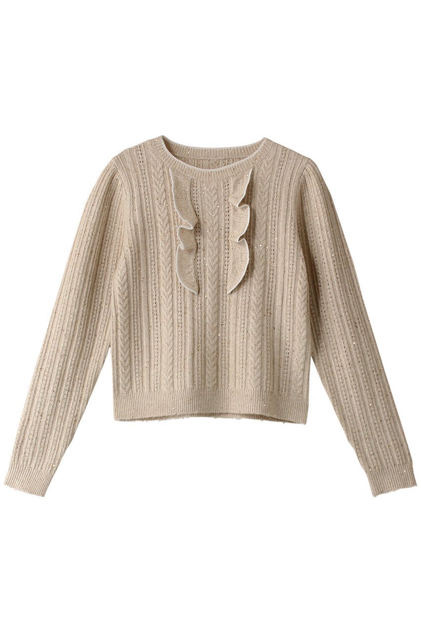 【アルアバイル/allureville】の【Loulou Willoughby】フロントフリルラメプルオーバー 人気、トレンドファッション・服の通販 founy(ファニー) 　ファッション　Fashion　レディースファッション　Fashion for Women　トップス・カットソー　Cut & Sew Tops　ニット　Knit Tops & Sweaters　カジュアルプルオーバー・ニットトップス　Pullovers & Knit Tops / Casual Pullovers　スパンコール　Sequins, Sequin Embellishment　フェミニン　Feminine, Girly　フリル　Frill, Ruffle　 other-1|ID: prp329100004822875 ipo3291000000035066816