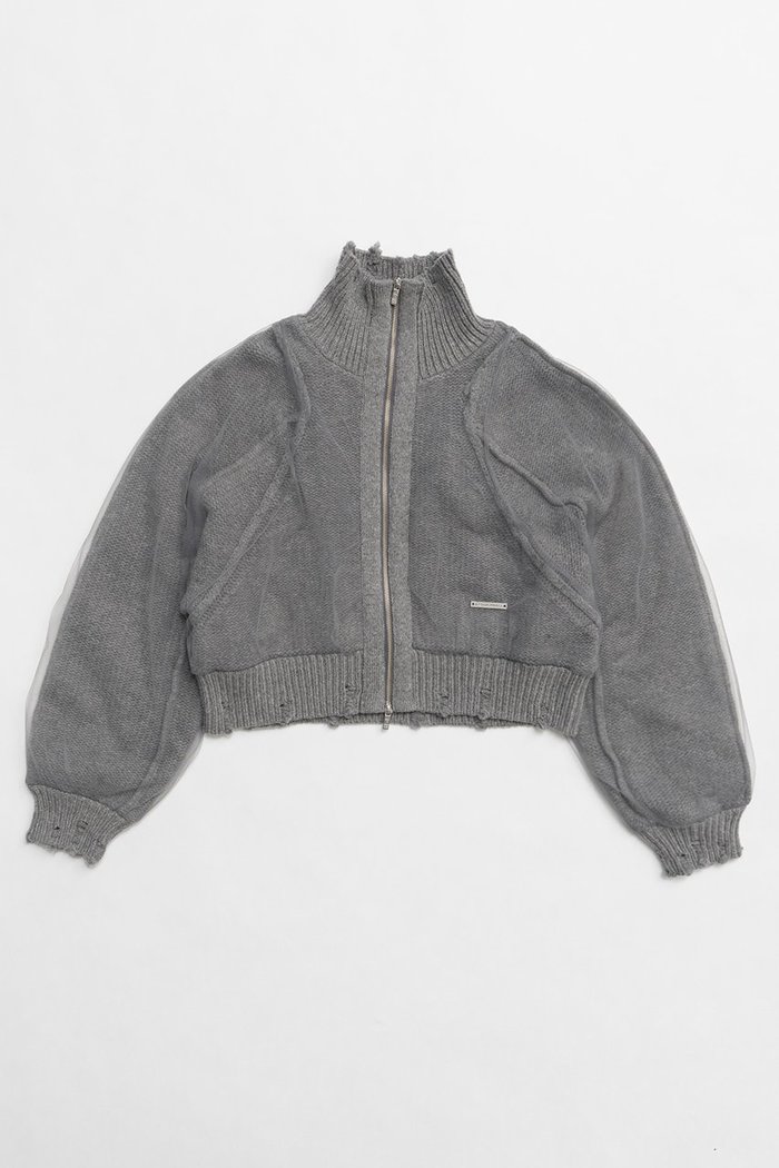 【プランク プロジェクト/PRANK PROJECT】のチュールレイヤードジップアップニット/Tulle Layered Zip-Up Knit インテリア・キッズ・メンズ・レディースファッション・服の通販 founy(ファニー) https://founy.com/ ファッション Fashion レディースファッション Fashion for Women トップス・カットソー Cut & Sew Tops ニット Knit Tops & Sweaters カジュアルプルオーバー・ニットトップス Pullovers & Knit Tops / Casual Pullovers おすすめ Recommended / Our Picks スポーティ Sporty, Casual Athletic スリット Slit, Slit Detail ダメージ Distressed, Destroyed チュール Tulip, Tulip Motif ハイネック High Neck, Mock Neck ボトム Bottoms, Lower Wear メランジ Melange, Mixed Yarn ワイド Wide, Wide Fit |ID: prp329100004822881 ipo3291000000035066971