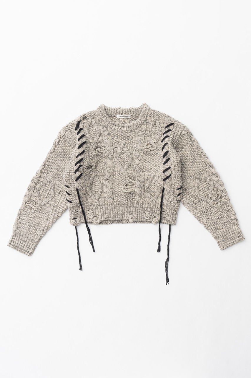 【プランク プロジェクト/PRANK PROJECT】のヴィンテージケーブルショートニット/Vintage Cable Short Knit インテリア・キッズ・メンズ・レディースファッション・服の通販 founy(ファニー) 　ファッション　Fashion　レディースファッション　Fashion for Women　トップス・カットソー　Cut & Sew Tops　ニット　Knit Tops & Sweaters　カジュアルプルオーバー・ニットトップス　Pullovers & Knit Tops / Casual Pullovers　ショート　Short, Short Length　ダメージ　Distressed, Destroyed　ハンド　Hand, Handmade　メランジ　Melange, Mixed Yarn　IVR(アイボリー)|ID: prp329100004822895 ipo3291000000035067220