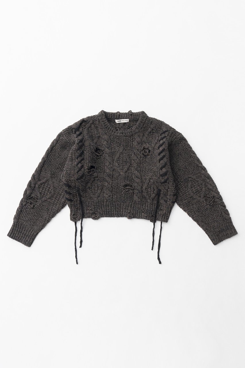 【プランク プロジェクト/PRANK PROJECT】のヴィンテージケーブルショートニット/Vintage Cable Short Knit インテリア・キッズ・メンズ・レディースファッション・服の通販 founy(ファニー) 　ファッション　Fashion　レディースファッション　Fashion for Women　トップス・カットソー　Cut & Sew Tops　ニット　Knit Tops & Sweaters　カジュアルプルオーバー・ニットトップス　Pullovers & Knit Tops / Casual Pullovers　ショート　Short, Short Length　ダメージ　Distressed, Destroyed　ハンド　Hand, Handmade　メランジ　Melange, Mixed Yarn　BRN(ブラウン)|ID: prp329100004822895 ipo3291000000035067222