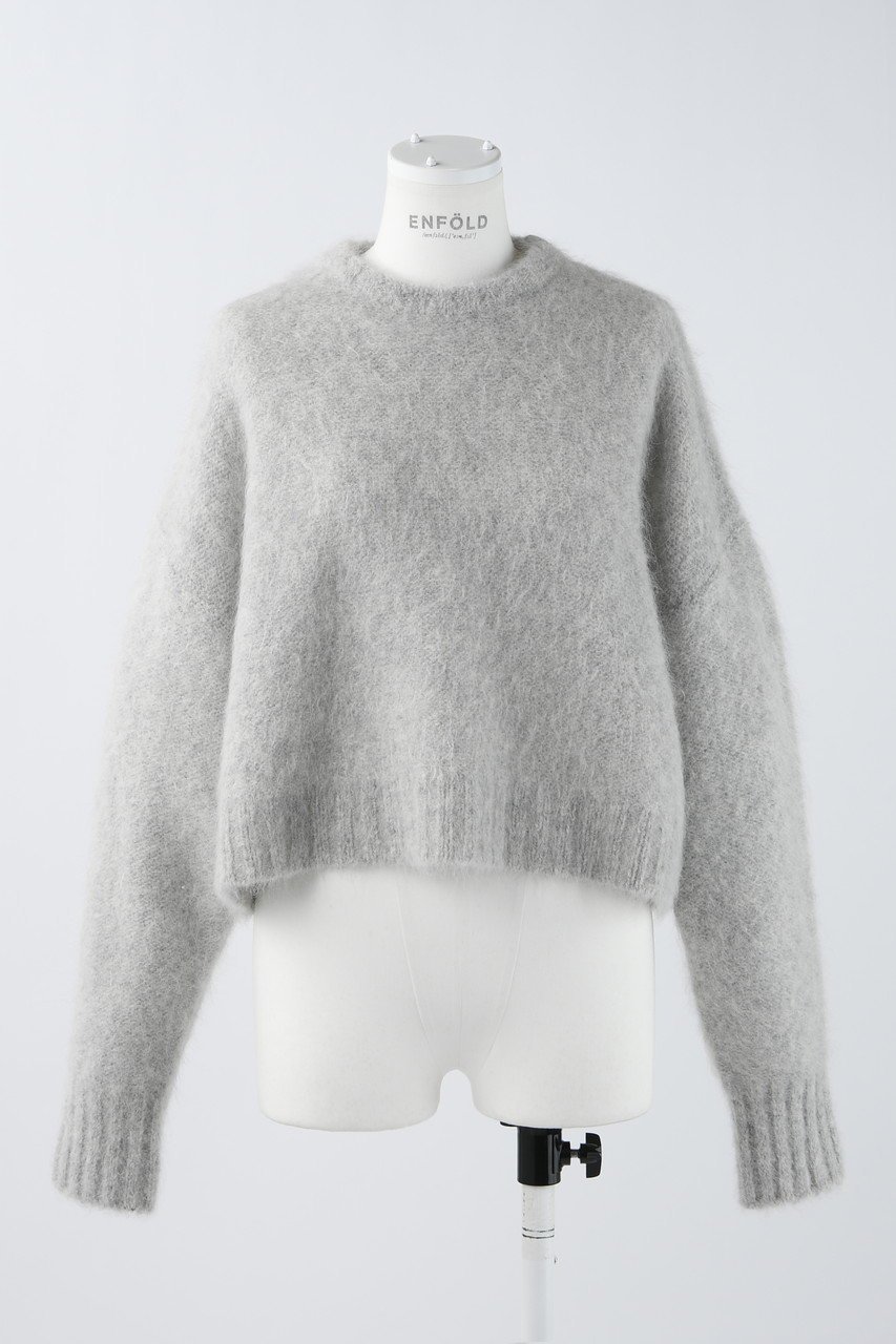 【エンフォルド/ENFOLD】のCropped P.O/プルオーバー インテリア・キッズ・メンズ・レディースファッション・服の通販 founy(ファニー) 　ファッション　Fashion　レディースファッション　Fashion for Women　トップス・カットソー　Cut & Sew Tops　ニット　Knit Tops & Sweaters　カジュアルプルオーバー・ニットトップス　Pullovers & Knit Tops / Casual Pullovers　カットソー　Cut and Sewn Top　クロップド　Cropped, Short Length　ドレス　Dress, One-Piece　ボックス　Boxy, Box Shape　エレガント 上品　Elegant　ライトグレー|ID: prp329100004822908 ipo3291000000035067479