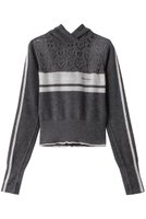 【プランク プロジェクト/PRANK PROJECT】のモヘアトラックニットフーディ / Mohair Track Knit Hoodie 人気、トレンドファッション・服の通販 founy(ファニー) ファッション Fashion レディースファッション Fashion for Women トップス・カットソー Cut & Sew Tops ニット Knit Tops & Sweaters カジュアルプルオーバー・ニットトップス Pullovers & Knit Tops / Casual Pullovers おすすめ Recommended / Our Picks かぎ針 Crochet デニム Denim, Jeans Material ドッキング Docking, Mixed Material |ID:prp329100004822916