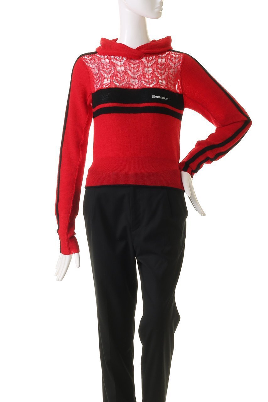 【プランク プロジェクト/PRANK PROJECT】のモヘアトラックニットフーディ / Mohair Track Knit Hoodie 人気、トレンドファッション・服の通販 founy(ファニー) 　ファッション　Fashion　レディースファッション　Fashion for Women　トップス・カットソー　Cut & Sew Tops　ニット　Knit Tops & Sweaters　カジュアルプルオーバー・ニットトップス　Pullovers & Knit Tops / Casual Pullovers　おすすめ　Recommended / Our Picks　かぎ針　Crochet　デニム　Denim, Jeans Material　ドッキング　Docking, Mixed Material　other-2|ID: prp329100004822916 ipo3291000000035067604