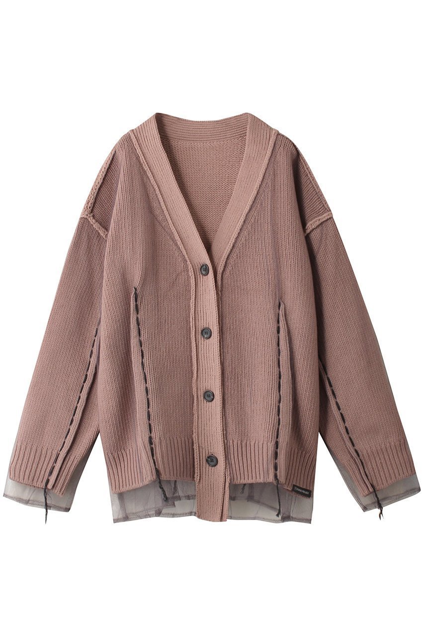 【プランク プロジェクト/PRANK PROJECT】のチュールレイヤードニットカーディガン/Tulle Layered Knit Cardigan インテリア・キッズ・メンズ・レディースファッション・服の通販 founy(ファニー) 　ファッション　Fashion　レディースファッション　Fashion for Women　トップス・カットソー　Cut & Sew Tops　ニット　Knit Tops & Sweaters　カーディガン・羽織り　Layered Style Cardigans　おすすめ　Recommended / Our Picks　カーディガン　Cardigan, Knitwear　チュール　Tulip, Tulip Motif　ハンド　Hand, Handmade　フレア　Flare, Flared　リバーシブル　Reversible, Two-Sided　PNK(ピンク)|ID: prp329100004822918 ipo3291000000035067645