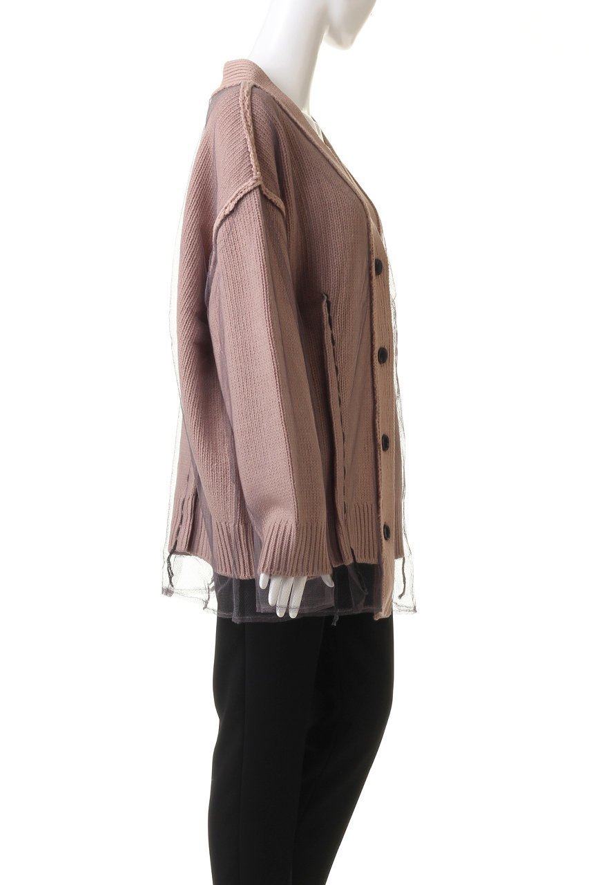 【プランク プロジェクト/PRANK PROJECT】のチュールレイヤードニットカーディガン/Tulle Layered Knit Cardigan 人気、トレンドファッション・服の通販 founy(ファニー) 　ファッション　Fashion　レディースファッション　Fashion for Women　トップス・カットソー　Cut & Sew Tops　ニット　Knit Tops & Sweaters　カーディガン・羽織り　Layered Style Cardigans　おすすめ　Recommended / Our Picks　カーディガン　Cardigan, Knitwear　チュール　Tulip, Tulip Motif　ハンド　Hand, Handmade　フレア　Flare, Flared　リバーシブル　Reversible, Two-Sided　other-3|ID: prp329100004822918 ipo3291000000035067647
