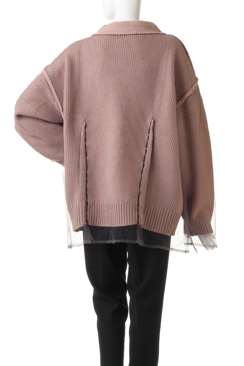 【プランク プロジェクト/PRANK PROJECT】のチュールレイヤードニットカーディガン/Tulle Layered Knit Cardigan 人気、トレンドファッション・服の通販 founy(ファニー) 　ファッション　Fashion　レディースファッション　Fashion for Women　トップス・カットソー　Cut & Sew Tops　ニット　Knit Tops & Sweaters　カーディガン・羽織り　Layered Style Cardigans　おすすめ　Recommended / Our Picks　カーディガン　Cardigan, Knitwear　チュール　Tulip, Tulip Motif　ハンド　Hand, Handmade　フレア　Flare, Flared　リバーシブル　Reversible, Two-Sided　other-4|ID: prp329100004822918 ipo3291000000035067648