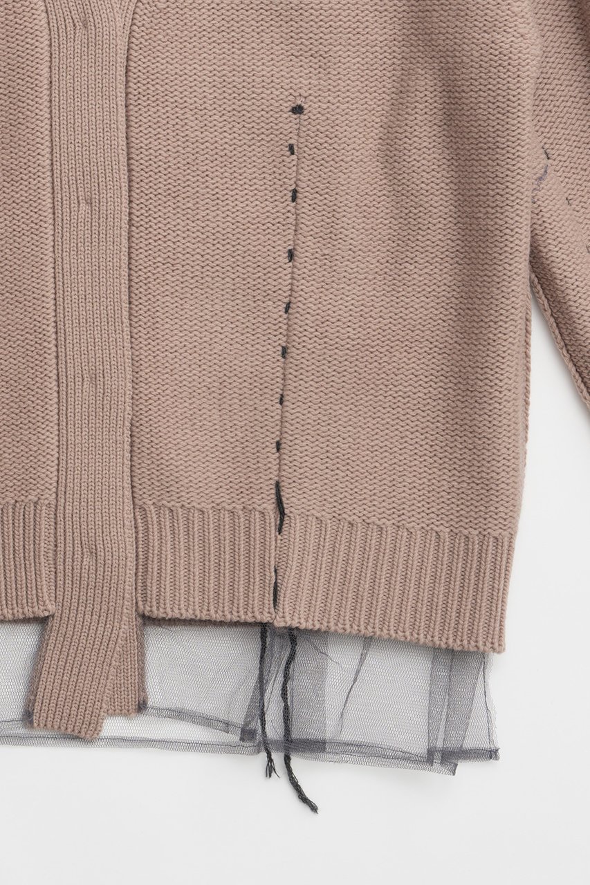 【プランク プロジェクト/PRANK PROJECT】のチュールレイヤードニットカーディガン/Tulle Layered Knit Cardigan 人気、トレンドファッション・服の通販 founy(ファニー) 　ファッション　Fashion　レディースファッション　Fashion for Women　トップス・カットソー　Cut & Sew Tops　ニット　Knit Tops & Sweaters　カーディガン・羽織り　Layered Style Cardigans　おすすめ　Recommended / Our Picks　カーディガン　Cardigan, Knitwear　チュール　Tulip, Tulip Motif　ハンド　Hand, Handmade　フレア　Flare, Flared　リバーシブル　Reversible, Two-Sided　other-6|ID: prp329100004822918 ipo3291000000035067650