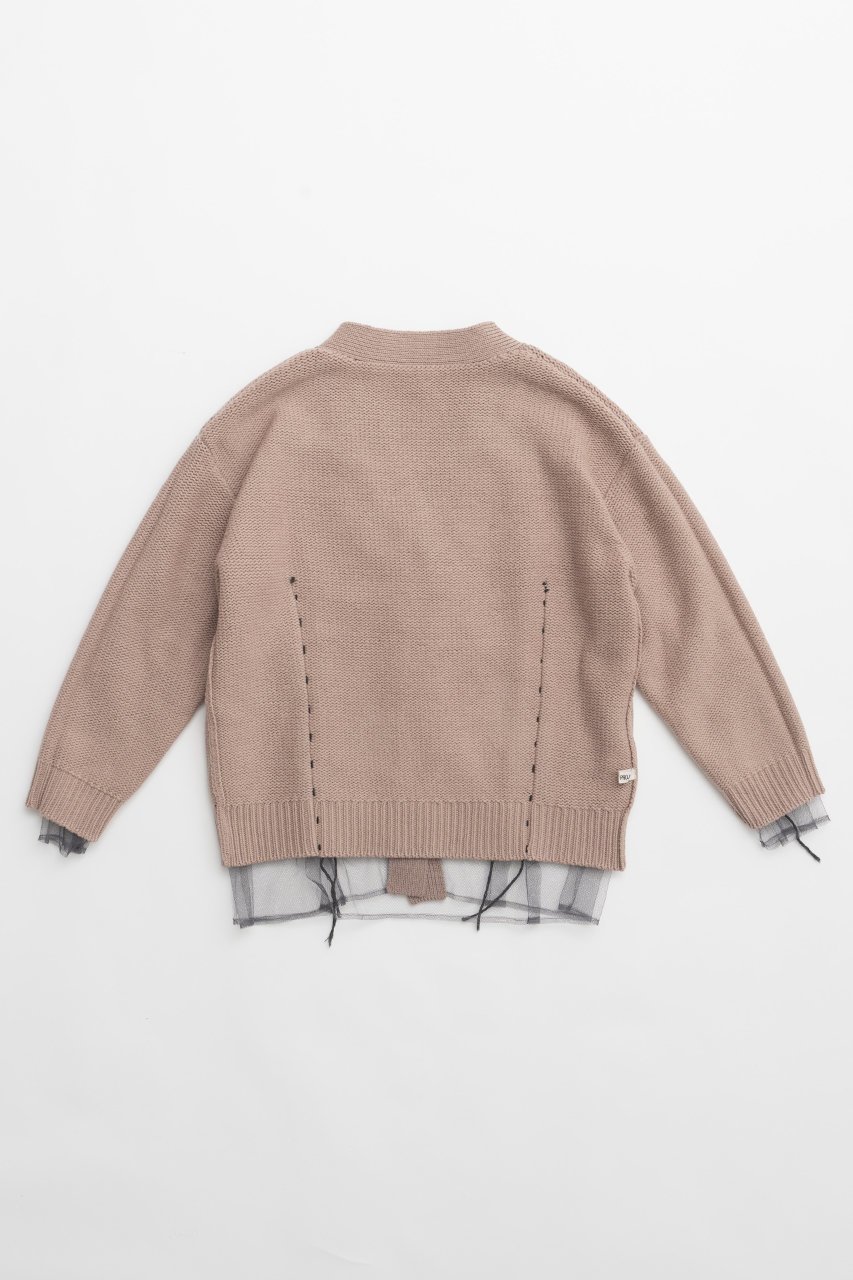 【プランク プロジェクト/PRANK PROJECT】のチュールレイヤードニットカーディガン/Tulle Layered Knit Cardigan 人気、トレンドファッション・服の通販 founy(ファニー) 　ファッション　Fashion　レディースファッション　Fashion for Women　トップス・カットソー　Cut & Sew Tops　ニット　Knit Tops & Sweaters　カーディガン・羽織り　Layered Style Cardigans　おすすめ　Recommended / Our Picks　カーディガン　Cardigan, Knitwear　チュール　Tulip, Tulip Motif　ハンド　Hand, Handmade　フレア　Flare, Flared　リバーシブル　Reversible, Two-Sided　other-7|ID: prp329100004822918 ipo3291000000035067652