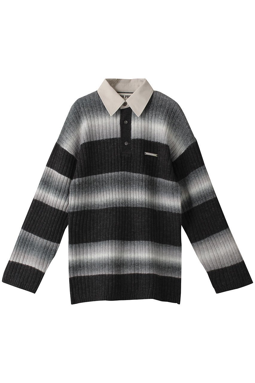 【プランク プロジェクト/PRANK PROJECT】のカスリボーダーラガーニット / Blur Border Rugger Knit インテリア・キッズ・メンズ・レディースファッション・服の通販 founy(ファニー) 　ファッション　Fashion　レディースファッション　Fashion for Women　トップス・カットソー　Cut & Sew Tops　ニット　Knit Tops & Sweaters　カジュアルプルオーバー・ニットトップス　Pullovers & Knit Tops / Casual Pullovers　インナー　Innerwear　グラデーション　Gradient, Ombre　スポーティ　Sporty, Casual Athletic　チェック　Check, Plaid, Tartan　トレンド　Trend, Trending Now　ボーダー　Border, Stripe　メランジ　Melange, Mixed Yarn　ルーズ　Loose, Oversized　BLK(ブラック)|ID: prp329100004822919 ipo3291000000035067673