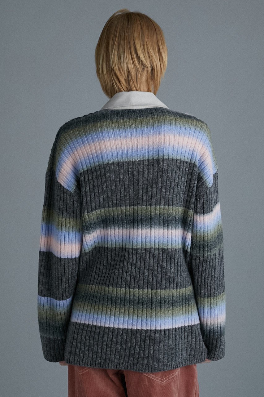 【プランク プロジェクト/PRANK PROJECT】のカスリボーダーラガーニット / Blur Border Rugger Knit 人気、トレンドファッション・服の通販 founy(ファニー) 　ファッション　Fashion　レディースファッション　Fashion for Women　トップス・カットソー　Cut & Sew Tops　ニット　Knit Tops & Sweaters　カジュアルプルオーバー・ニットトップス　Pullovers & Knit Tops / Casual Pullovers　インナー　Innerwear　グラデーション　Gradient, Ombre　スポーティ　Sporty, Casual Athletic　チェック　Check, Plaid, Tartan　トレンド　Trend, Trending Now　ボーダー　Border, Stripe　メランジ　Melange, Mixed Yarn　ルーズ　Loose, Oversized　other-8|ID: prp329100004822919 ipo3291000000035067687