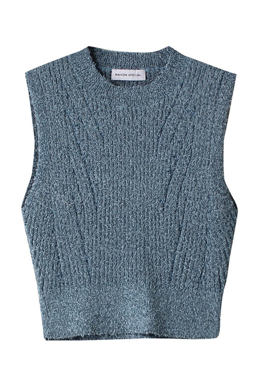 【メゾンスペシャル/MAISON SPECIAL】のCurl Yarn Short Length Sleeveless Knit Tops/カールヤーンショートノースリーブニット インテリア・キッズ・メンズ・レディースファッション・服の通販 founy(ファニー) 　ファッション　Fashion　レディースファッション　Fashion for Women　トップス・カットソー　Cut & Sew Tops　ニット　Knit Tops & Sweaters　キャミソール&ノースリーブ　Camisoles & Sleeveless Tops　カジュアルプルオーバー・ニットトップス　Pullovers & Knit Tops / Casual Pullovers　春　Spring　カッティング　Cutting Detail　コンパクト　Compact, Small Size　ノースリーブ　Sleeveless, No-Sleeve　ワイド　Wide, Wide Fit　ワイドリブ　Wide Rib, Wide Ribbed Knit　夏　Summer　BLU(ブルー)|ID: prp329100004822939 ipo3291000000035068029