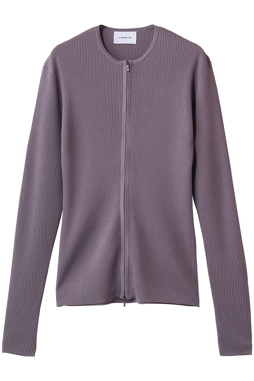 【スタニングルアー/STUNNING LURE】のジップアップリブニット インテリア・キッズ・メンズ・レディースファッション・服の通販 founy(ファニー) ファッション Fashion レディースファッション Fashion for Women トップス・カットソー Cut & Sew Tops ニット Knit Tops & Sweaters カジュアルプルオーバー・ニットトップス Pullovers & Knit Tops / Casual Pullovers ダブル Double, Double-Breasted 軽量 Lightweight, Ultra Light ライトパープル|ID: prp329100004826348 ipo3291000000036642686