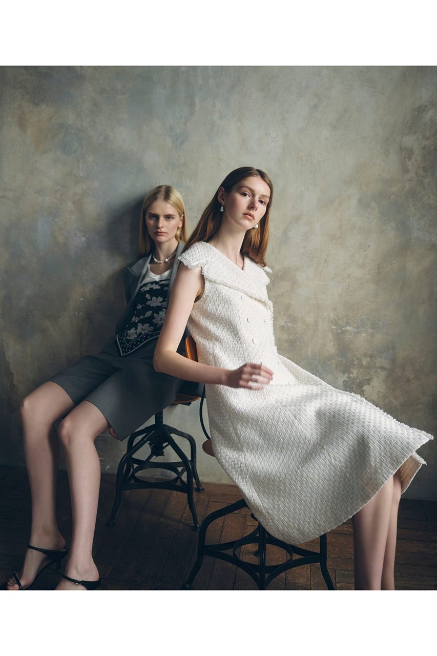 【アナイ/ANAYI】のソフトベージュツイードテーラー ワンピース 人気、トレンドファッション・服の通販 founy(ファニー) 　ファッション　Fashion　レディースファッション　Fashion for Women　ワンピース　Dresses　チュニック　Tunic Tops & Dresses　2026年　2026　ダブル　Double, Double-Breasted　チュニック　Tunic, Long Top　ツイード　Twill, Twill Weave　フランス　France, French　ロング　Long, Long-Length　エレガント 上品　Elegant　夏　Summer　春　Spring　S/S・春夏　SS, Spring/Summer, Warm Season　other-7|ID: prp329100004826355 ipo3291000000035116186