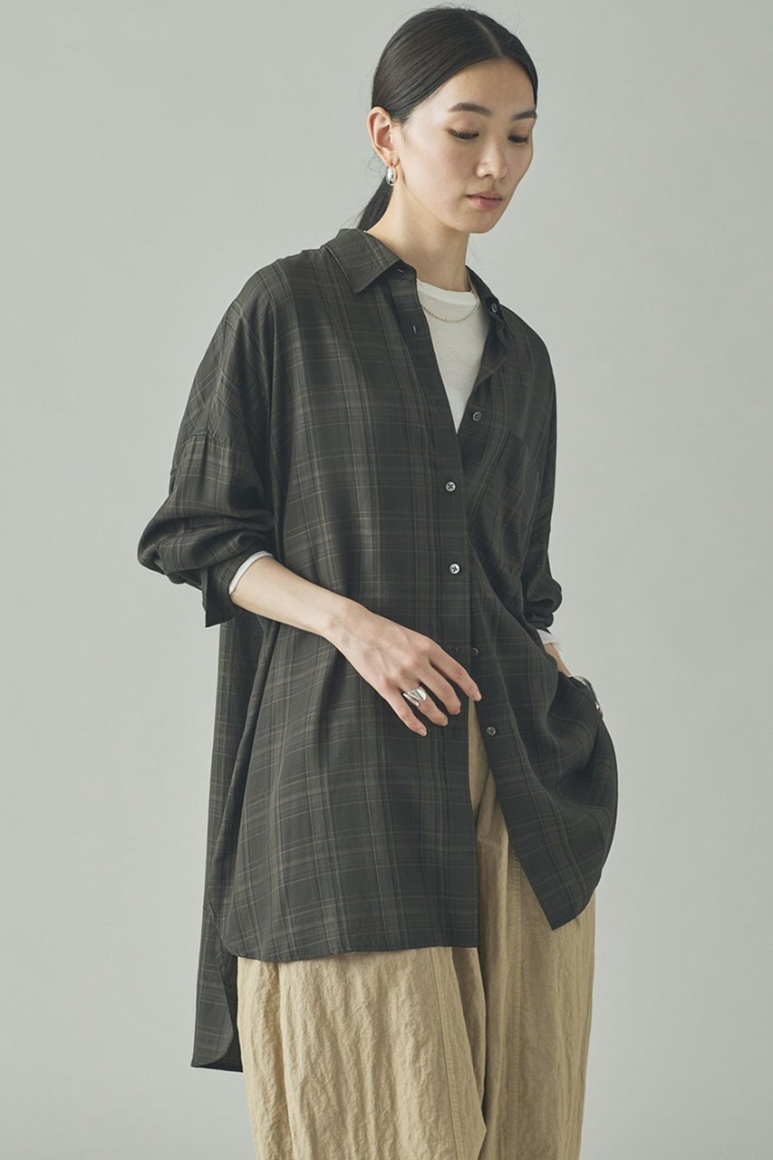 【カレンソロジー/Curensology】のセルロースローンチェックシャツ 人気、トレンドファッション・服の通販 founy(ファニー) 　ファッション　Fashion　レディースファッション　Fashion for Women　トップス・カットソー　Cut & Sew Tops　シャツ・ブラウス・オフィスカジュアル　Elegant Blouses & Button-Ups　2026年　2026　とろみ　Fluid, Flowy Fabric　インナー　Innerwear　カーゴパンツ　Cargo Pants, Utility Pants　ジャケット　Jacket, Outerwear　スリーブ　Sleeve, Long Sleeve / Short Sleeve　チェック　Check, Plaid, Tartan　トレンド　Trend, Trending Now　ドレープ　Drape, Draping Fabric　バランス　Balance, Style Balance　ビッグ　Big, Oversized　ボトム　Bottoms, Lower Wear　ロング　Long, Long-Length　エレガント 上品　Elegant　夏　Summer　春　Spring　S/S・春夏　SS, Spring/Summer, Warm Season　other-2|ID: prp329100004826360 ipo3291000000035116234