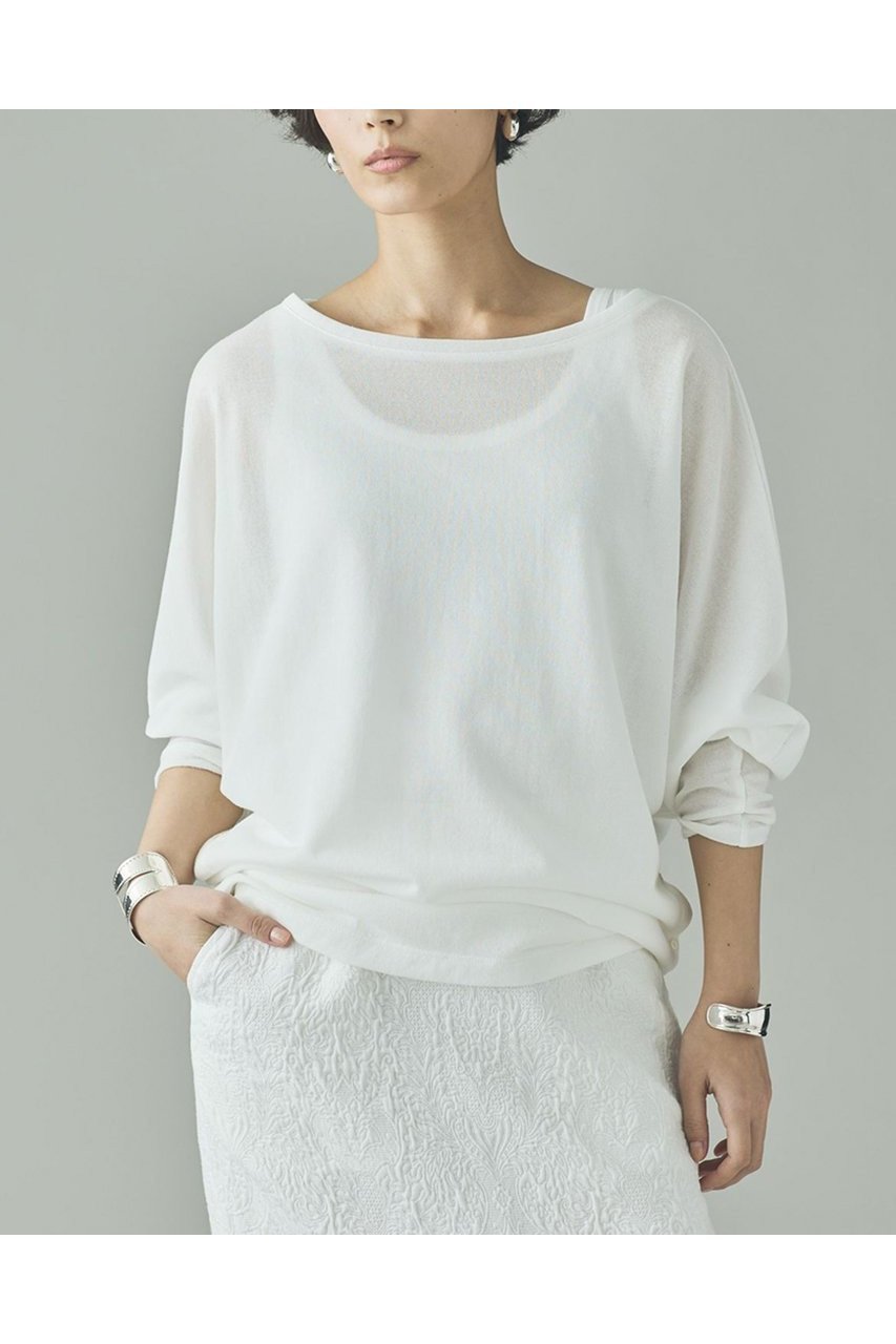 【カレンソロジー/Curensology】のシアードルマンプルオーバー インテリア・キッズ・メンズ・レディースファッション・服の通販 founy(ファニー) ファッション Fashion レディースファッション Fashion for Women トップス・カットソー Cut & Sew Tops シャツ・ブラウス・オフィスカジュアル Elegant Blouses & Button-Ups ロングTシャツ・Tシャツ Longline T-Shirts & Tees カジュアルプルオーバー・ニットトップス Pullovers & Knit Tops / Casual Pullovers カットソー・ベーシックTシャツ Cut-and-Sewn Tops / Stretch Tees & Basics 2026年 2026 アクセサリー Fashion Accessories シアー Sheer, See-Through スリット Slit, Slit Detail スリーブ Sleeve, Long Sleeve / Short Sleeve ロング Long, Long-Length 夏 Summer 春 Spring S/S・春夏 SS, Spring/Summer, Warm Season ホワイト|ID: prp329100004826364 ipo3291000000035116274