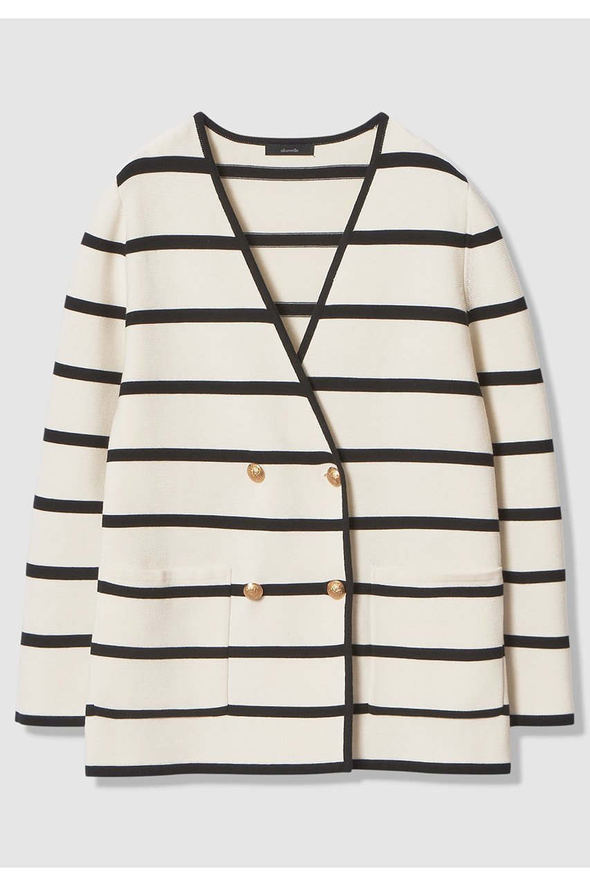 【アルアバイル/allureville】のガーターノーカラーニットジャケット インテリア・キッズ・メンズ・レディースファッション・服の通販 founy(ファニー) ファッション Fashion レディースファッション Fashion for Women アウター Coat / Outerwear Collection レディースジャケット・軽アウター Jackets 2026年 2026 ジャケット Jacket, Outerwear バランス Balance, Style Balance パイピング Piping, Trim Design ボックス Boxy, Box Shape メタル Metal, Metal Parts 夏 Summer 春 Spring S/S・春夏 SS, Spring/Summer, Warm Season ブラック系|ID: prp329100004826373 ipo3291000000035116350