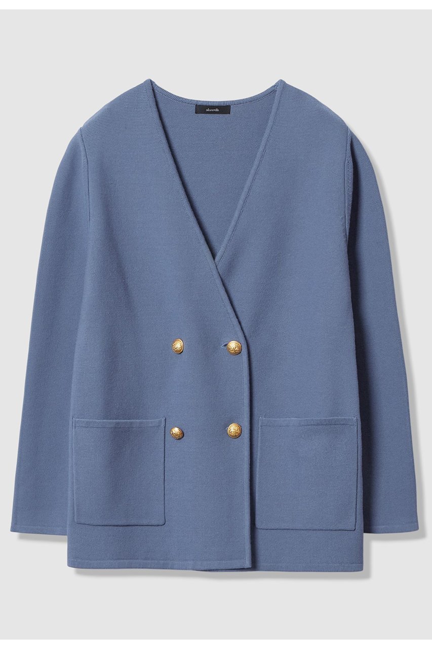 【アルアバイル/allureville】のガーターノーカラーニットジャケット インテリア・キッズ・メンズ・レディースファッション・服の通販 founy(ファニー) ファッション Fashion レディースファッション Fashion for Women アウター Coat / Outerwear Collection レディースジャケット・軽アウター Jackets 2026年 2026 ジャケット Jacket, Outerwear バランス Balance, Style Balance パイピング Piping, Trim Design ボックス Boxy, Box Shape メタル Metal, Metal Parts 再入荷 Restock / Back in Stock 春 Spring ブルー|ID: prp329100004826373 ipo3291000000036130609