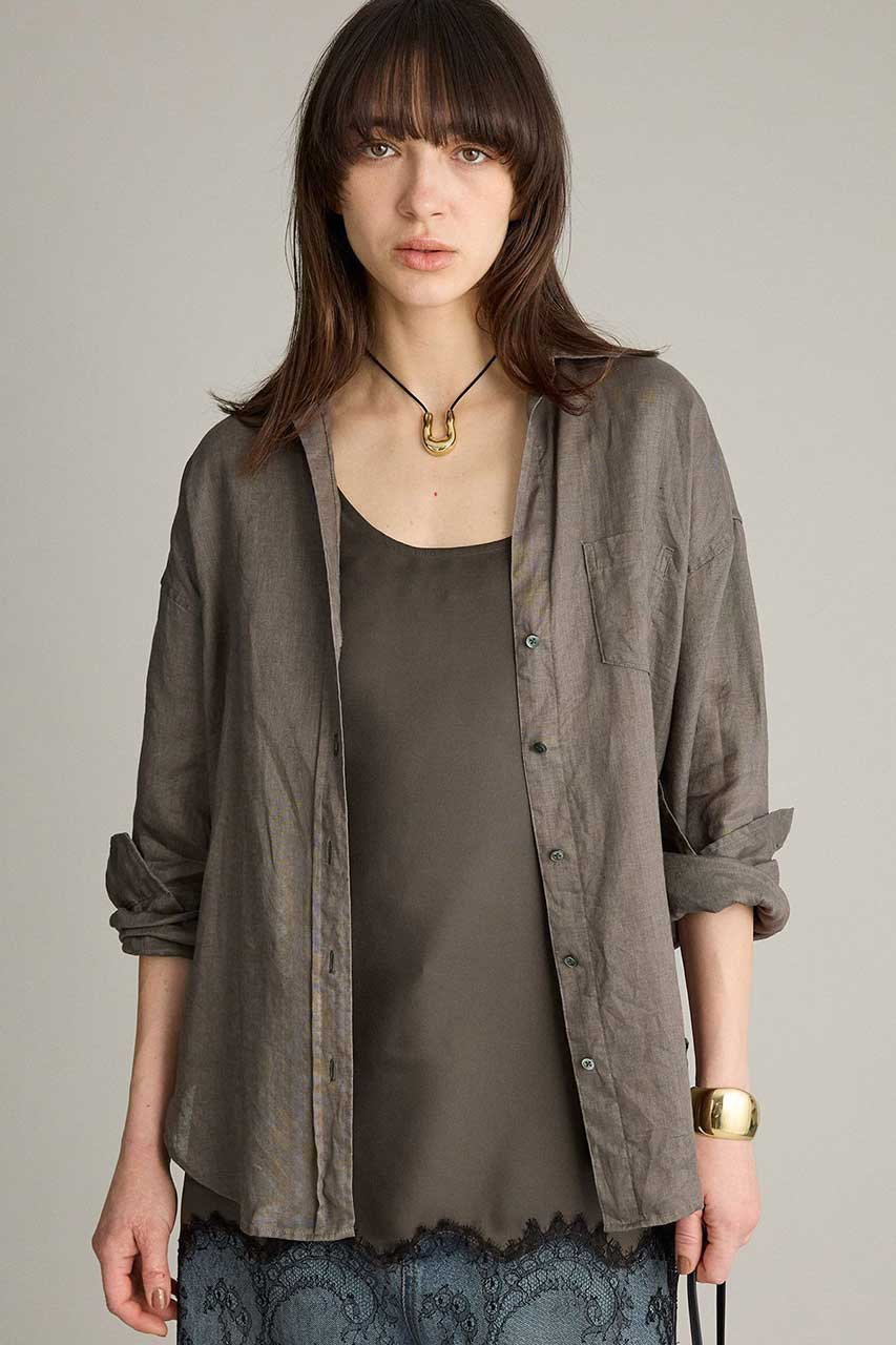 【ブリル/BRILL】のリネンスキッパーシャツ インテリア・キッズ・メンズ・レディースファッション・服の通販 founy(ファニー) ファッション Fashion レディースファッション Fashion for Women トップス・カットソー Cut & Sew Tops シャツ・ブラウス・オフィスカジュアル Elegant Blouses & Button-Ups 2026年 2026 スリーブ Sleeve, Long Sleeve / Short Sleeve ポケット Pocket, Pocket Detail リネン Linen, Linen Fabric ロング Long, Long-Length 夏 Summer 春 Spring S/S・春夏 SS, Spring/Summer, Warm Season カーキ|ID: prp329100004826375 ipo3291000000035116355