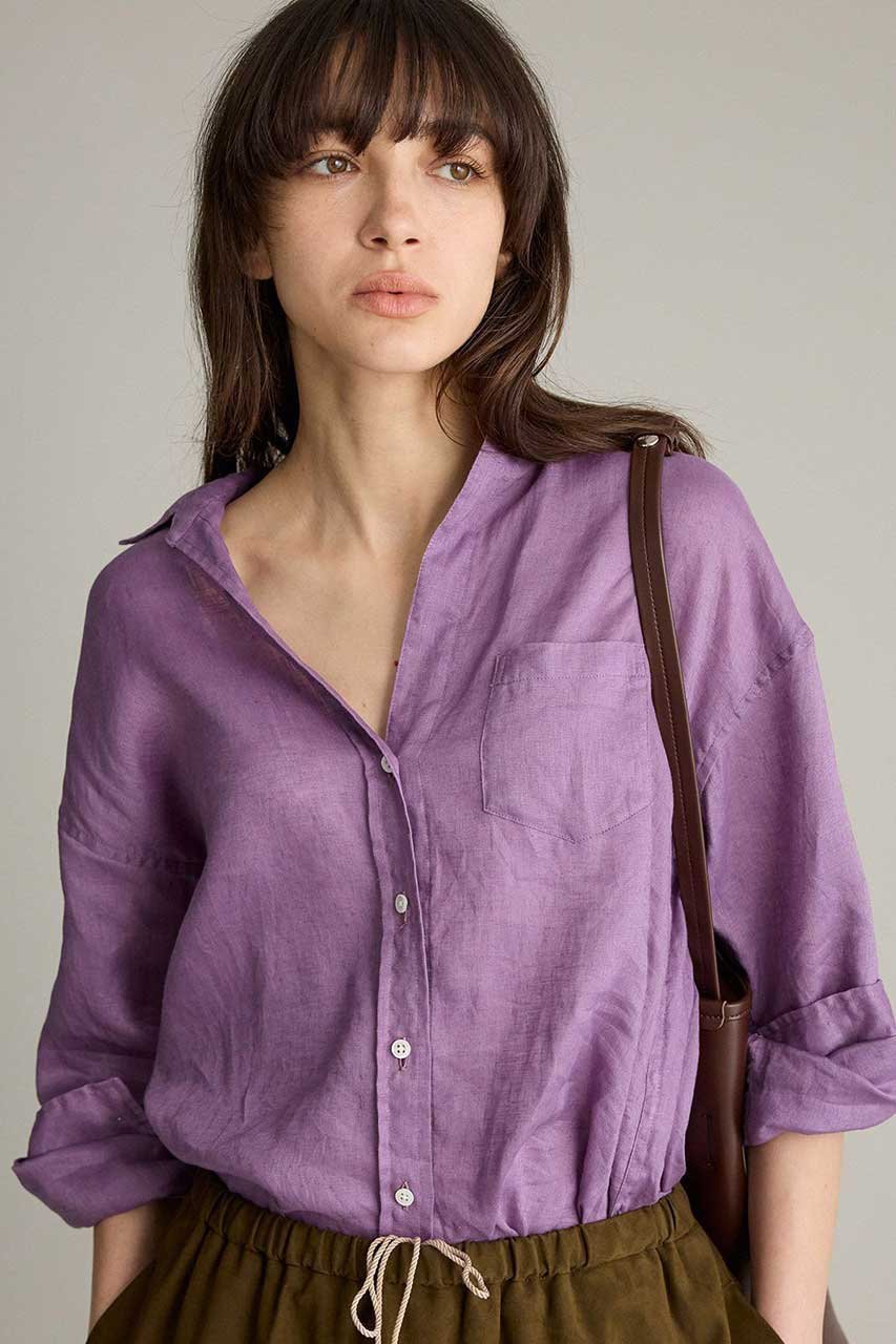 【ブリル/BRILL】のリネンスキッパーシャツ インテリア・キッズ・メンズ・レディースファッション・服の通販 founy(ファニー) ファッション Fashion レディースファッション Fashion for Women トップス・カットソー Cut & Sew Tops シャツ・ブラウス・オフィスカジュアル Elegant Blouses & Button-Ups 2026年 2026 スリーブ Sleeve, Long Sleeve / Short Sleeve ポケット Pocket, Pocket Detail リネン Linen, Linen Fabric ロング Long, Long-Length 夏 Summer 春 Spring S/S・春夏 SS, Spring/Summer, Warm Season パープル|ID: prp329100004826375 ipo3291000000035116356