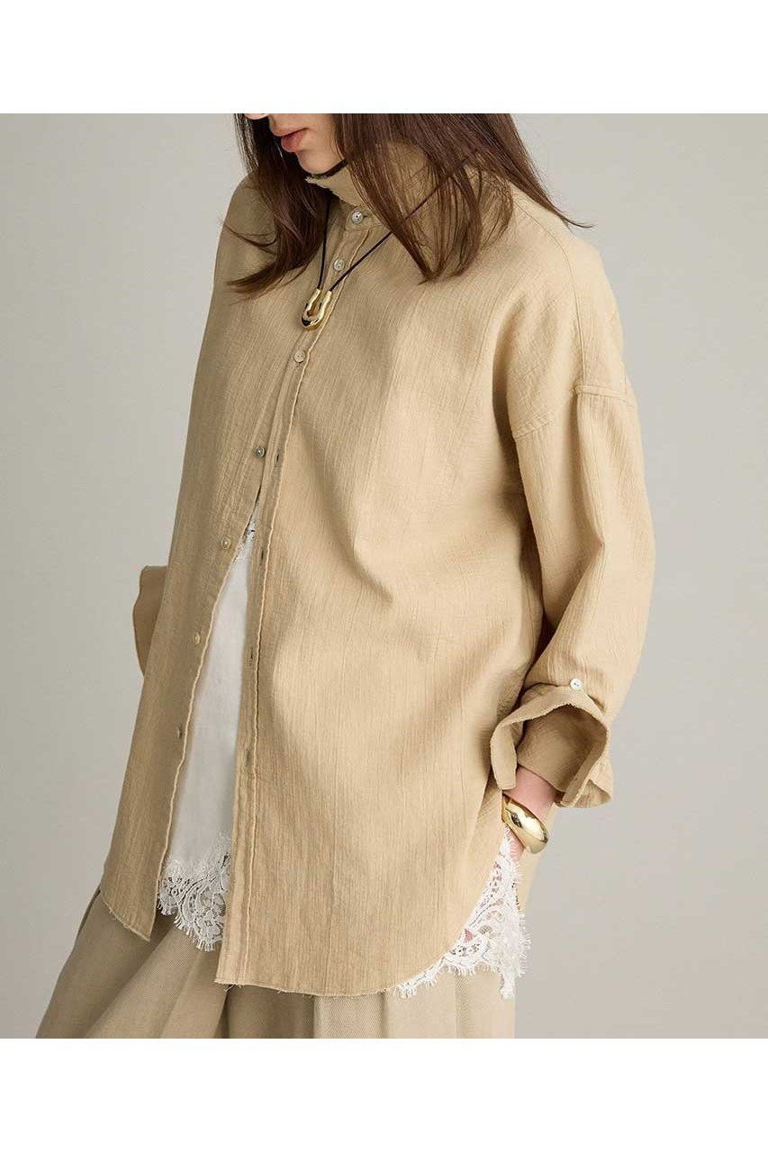 【ブリル/BRILL】のガーゼオーバーシャツ インテリア・キッズ・メンズ・レディースファッション・服の通販 founy(ファニー) ファッション Fashion レディースファッション Fashion for Women トップス・カットソー Cut & Sew Tops シャツ・ブラウス・オフィスカジュアル Elegant Blouses & Button-Ups 2026年 2026 カフス Cuff Design スリーブ Sleeve, Long Sleeve / Short Sleeve ループ Loop, Loop Knit ロング Long, Long-Length 夏 Summer 春 Spring S/S・春夏 SS, Spring/Summer, Warm Season ベージュ|ID: prp329100004826383 ipo3291000000035116416