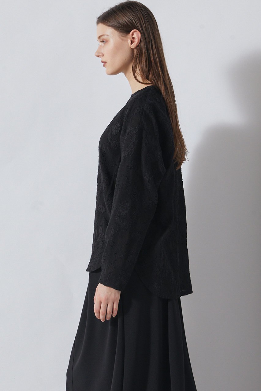 【フローレント/FLORENT】のカットジャカード クルーネック ブラウス 人気、トレンドファッション・服の通販 founy(ファニー) 　ファッション　Fashion　レディースファッション　Fashion for Women　トップス・カットソー　Cut & Sew Tops　シャツ・ブラウス・オフィスカジュアル　Elegant Blouses & Button-Ups　2026年　2026　シンプル　Simple, Minimal　ジャカード／ジャガード　Jacquard, Woven Pattern　スリーブ　Sleeve, Long Sleeve / Short Sleeve　ロング　Long, Long-Length　夏　Summer　春　Spring　S/S・春夏　SS, Spring/Summer, Warm Season　other-7|ID: prp329100004827171 ipo3291000000035125170