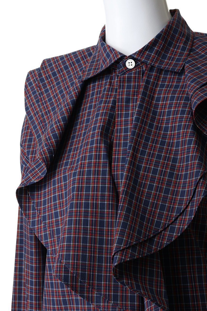 【オブラダ/Oblada】のチェックラッフルブラウス 人気、トレンドファッション・服の通販 founy(ファニー) 　ファッション　Fashion　レディースファッション　Fashion for Women　トップス・カットソー　Cut & Sew Tops　シャツ・ブラウス・オフィスカジュアル　Elegant Blouses & Button-Ups　2026年　2026　なめらか　Smooth, Silky Texture　スリーブ　Sleeve, Long Sleeve / Short Sleeve　チェック　Check, Plaid, Tartan　デニム　Denim, Jeans Material　ロング　Long, Long-Length　エレガント 上品　Elegant　夏　Summer　春　Spring　S/S・春夏　SS, Spring/Summer, Warm Season　other-5|ID: prp329100004827180 ipo3291000000035125215