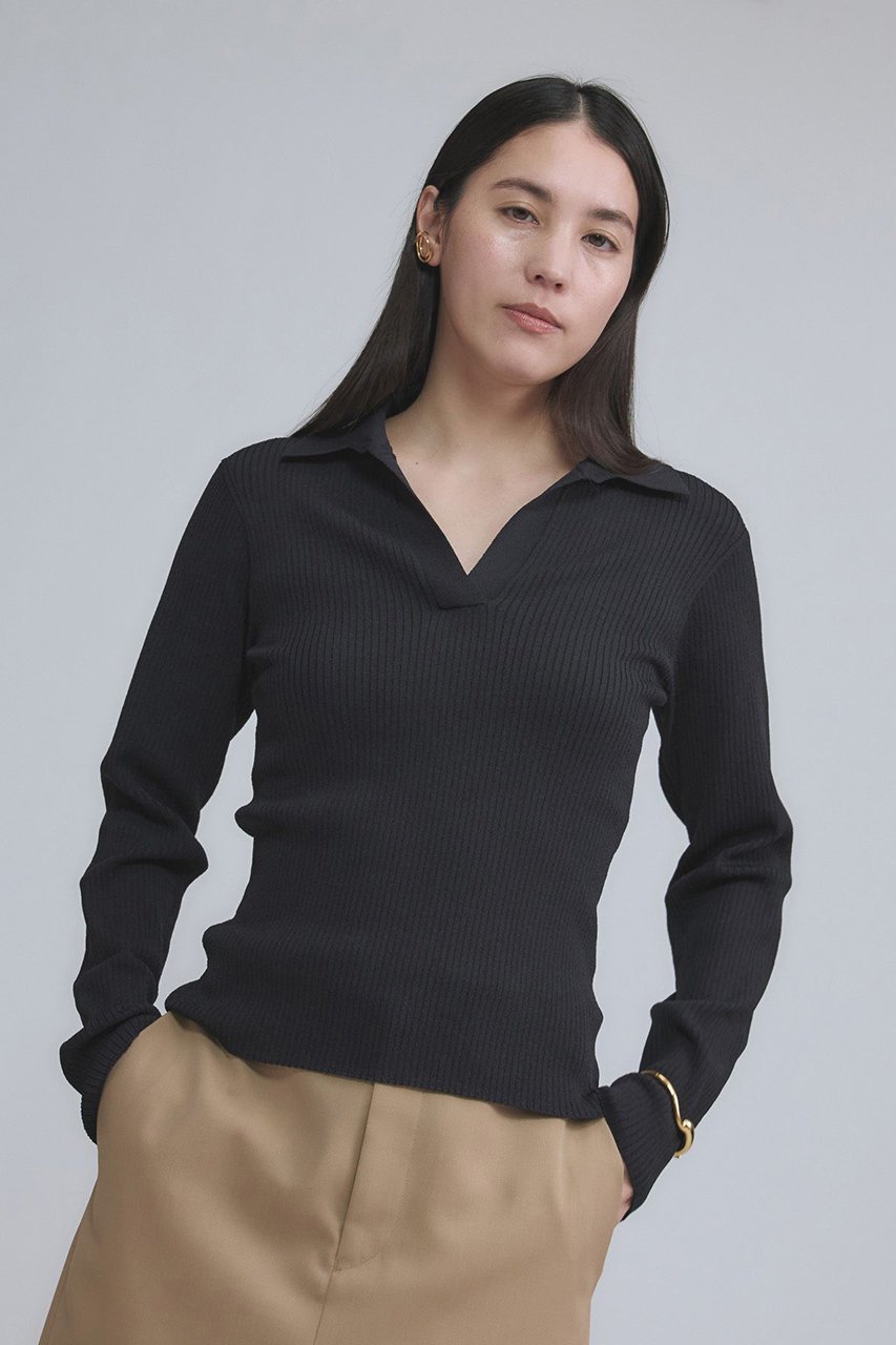 【カオス/Chaos】のエレルニットポロプルオーバー 人気、トレンドファッション・服の通販 founy(ファニー) 　ファッション　Fashion　レディースファッション　Fashion for Women　トップス・カットソー　Cut & Sew Tops　ニット　Knit Tops & Sweaters　カジュアルプルオーバー・ニットトップス　Pullovers & Knit Tops / Casual Pullovers　コンパクト　Compact, Small Size　ポロシャツ　Polo Shirt, Collared Tee　エレガント 上品　Elegant　other-5|ID: prp329100004827195 ipo3291000000036642024