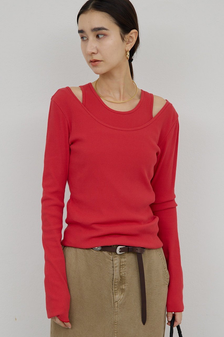 【ガリャルダガランテ/GALLARDAGALANTE】の〈前後2WAY〉ハイツイストリブロンTee インテリア・キッズ・メンズ・レディースファッション・服の通販 founy(ファニー) ファッション Fashion レディースファッション Fashion for Women トップス・カットソー Cut & Sew Tops シャツ・ブラウス・オフィスカジュアル Elegant Blouses & Button-Ups ロングTシャツ・Tシャツ Longline T-Shirts & Tees カットソー・ベーシックTシャツ Cut-and-Sewn Tops / Stretch Tees & Basics 2026年 2026 カットソー Cut and Sewn Top スリーブ Sleeve, Long Sleeve / Short Sleeve ロング Long, Long-Length ワイド Wide, Wide Fit エレガント 上品 Elegant 夏 Summer 春 Spring S/S・春夏 SS, Spring/Summer, Warm Season レッド|ID: prp329100004827208 ipo3291000000035398463