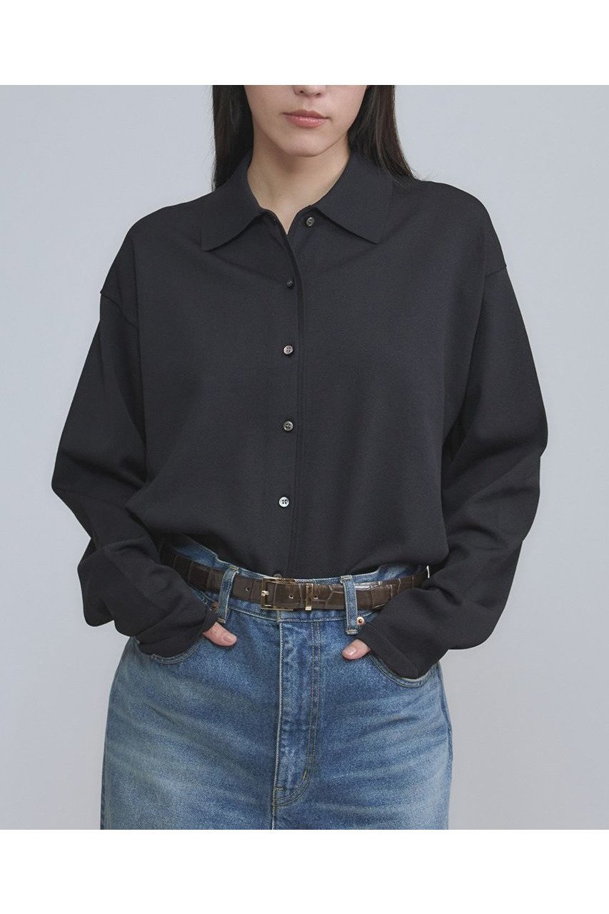 【カオス/Chaos】のエレルニットシャツカーディガン インテリア・キッズ・メンズ・レディースファッション・服の通販 founy(ファニー) 　ファッション　Fashion　レディースファッション　Fashion for Women　トップス・カットソー　Cut & Sew Tops　ニット　Knit Tops & Sweaters　カーディガン・羽織り　Layered Style Cardigans　シャツ・ブラウス・オフィスカジュアル　Elegant Blouses & Button-Ups　2026年　2026　スリーブ　Sleeve, Long Sleeve / Short Sleeve　バランス　Balance, Style Balance　ロング　Long, Long-Length　夏　Summer　春　Spring　S/S・春夏　SS, Spring/Summer, Warm Season　ネイビー|ID: prp329100004827220 ipo3291000000035125604