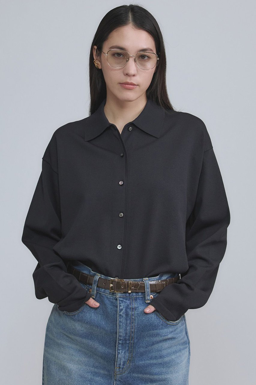 【カオス/Chaos】のエレルニットシャツカーディガン インテリア・キッズ・メンズ・レディースファッション・服の通販 founy(ファニー) ファッション Fashion レディースファッション Fashion for Women トップス・カットソー Cut & Sew Tops ニット Knit Tops & Sweaters カーディガン・羽織り Layered Style Cardigans シャツ・ブラウス・オフィスカジュアル Elegant Blouses & Button-Ups スリーブ Sleeve, Long Sleeve / Short Sleeve バランス Balance, Style Balance ロング Long, Long-Length 再入荷 Restock / Back in Stock ネイビー|ID: prp329100004827220 ipo3291000000036682030