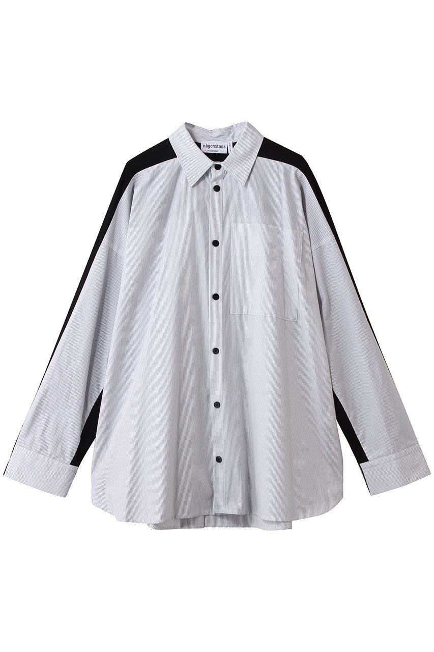 【ナゴンスタンス/nagonstans】のshirt×cut long-sleeves t-shirt インテリア・キッズ・メンズ・レディースファッション・服の通販 founy(ファニー) 　ファッション　Fashion　レディースファッション　Fashion for Women　トップス・カットソー　Cut & Sew Tops　シャツ・ブラウス・オフィスカジュアル　Elegant Blouses & Button-Ups　ロングTシャツ・Tシャツ　Longline T-Shirts & Tees　カットソー・ベーシックTシャツ　Cut-and-Sewn Tops / Stretch Tees & Basics　2026年　2026　スリーブ　Sleeve, Long Sleeve / Short Sleeve　ドッキング　Docking, Mixed Material　ロング　Long, Long-Length　夏　Summer　春　Spring　S/S・春夏　SS, Spring/Summer, Warm Season　Black|ID: prp329100004827258 ipo3291000000036091688