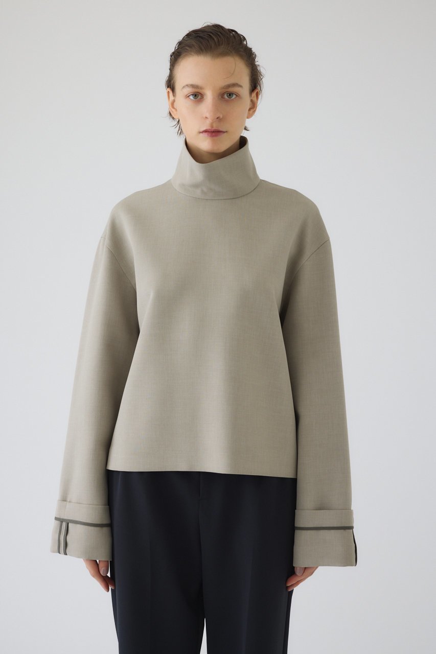 【リムアーク/RIM.ARK】のCuffed sleeve PO/プルオーバー インテリア・キッズ・メンズ・レディースファッション・服の通販 founy(ファニー) 　ファッション　Fashion　レディースファッション　Fashion for Women　トップス・カットソー　Cut & Sew Tops　シャツ・ブラウス・オフィスカジュアル　Elegant Blouses & Button-Ups　カジュアルプルオーバー・ニットトップス　Pullovers & Knit Tops / Casual Pullovers　2026年　2026　カフス　Cuff Design　シンプル　Simple, Minimal　スラックス　Slacks, Dress Pants　スリーブ　Sleeve, Long Sleeve / Short Sleeve　ハイネック　High Neck, Mock Neck　ロング　Long, Long-Length　夏　Summer　春　Spring　S/S・春夏　SS, Spring/Summer, Warm Season　ライトベージュ|ID: prp329100004828038 ipo3291000000036105803