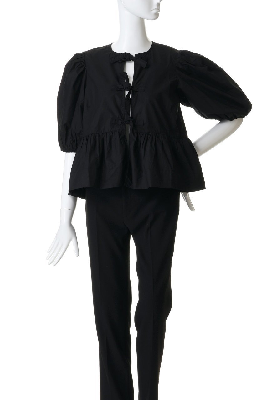 【ガニー/GANNI】のCotton Poplin ペプラム ブラウス 人気、トレンドファッション・服の通販 founy(ファニー) 　ファッション　Fashion　レディースファッション　Fashion for Women　トップス・カットソー　Cut & Sew Tops　シャツ・ブラウス・オフィスカジュアル　Elegant Blouses & Button-Ups　2026年　2026　ショート　Short, Short Length　スリーブ　Sleeve, Long Sleeve / Short Sleeve　フロント　Front, Front Design　ペプラム　Peplum, Flared Hem　ボトム　Bottoms, Lower Wear　リボン　Ribbon, Bow　夏　Summer　春　Spring　S/S・春夏　SS, Spring/Summer, Warm Season　other-2|ID: prp329100004828049 ipo3291000000036030493
