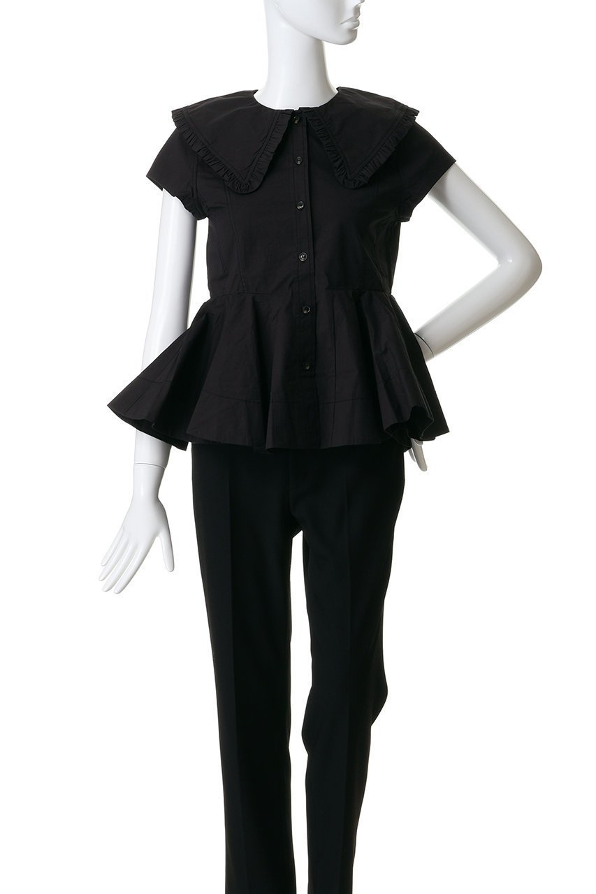 【ガニー/GANNI】のStretch Cotton ピーターパン カラー シャツ 人気、トレンドファッション・服の通販 founy(ファニー) 　ファッション　Fashion　レディースファッション　Fashion for Women　トップス・カットソー　Cut & Sew Tops　シャツ・ブラウス・オフィスカジュアル　Elegant Blouses & Button-Ups　2026年　2026　ショート　Short, Short Length　スリーブ　Sleeve, Long Sleeve / Short Sleeve　フリル　Frill, Ruffle　ペプラム　Peplum, Flared Hem　夏　Summer　春　Spring　S/S・春夏　SS, Spring/Summer, Warm Season　other-2|ID: prp329100004828059 ipo3291000000035135858