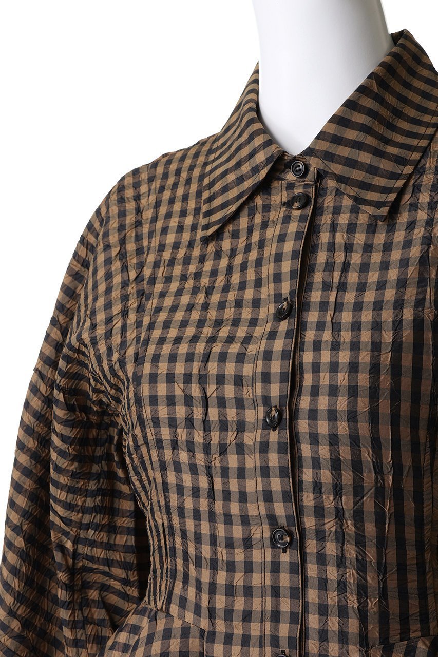 【ガニー/GANNI】のCrinkled Taffeta ペプラムシャツ 人気、トレンドファッション・服の通販 founy(ファニー) 　ファッション　Fashion　レディースファッション　Fashion for Women　トップス・カットソー　Cut & Sew Tops　シャツ・ブラウス・オフィスカジュアル　Elegant Blouses & Button-Ups　2026年　2026　クラシック　Classic, Timeless Style　コンパクト　Compact, Small Size　スラックス　Slacks, Dress Pants　スリーブ　Sleeve, Long Sleeve / Short Sleeve　ダウン　Down, Puffer　チェック　Check, Plaid, Tartan　デニム　Denim, Jeans Material　ペプラム　Peplum, Flared Hem　ロング　Long, Long-Length　夏　Summer　春　Spring　S/S・春夏　SS, Spring/Summer, Warm Season　other-5|ID: prp329100004828060 ipo3291000000035135867