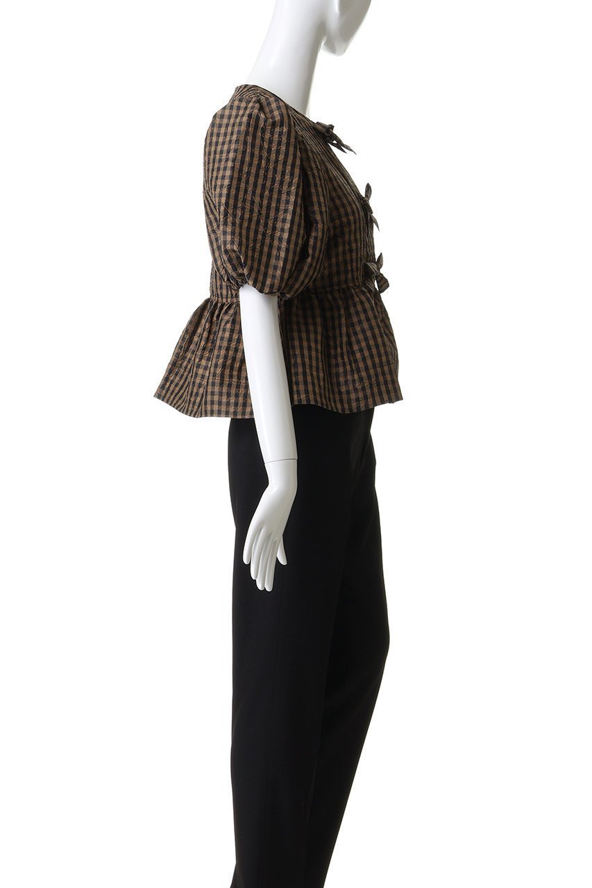 【ガニー/GANNI】のCrinkled Taffeta チェック ペプラムブラウス 人気、トレンドファッション・服の通販 founy(ファニー) ファッション Fashion レディースファッション Fashion for Women トップス・カットソー Cut & Sew Tops シャツ・ブラウス・オフィスカジュアル Elegant Blouses & Button-Ups 2026年 2026 ショート Short, Short Length スリーブ Sleeve, Long Sleeve / Short Sleeve チェック Check, Plaid, Tartan デニム Denim, Jeans Material フレア Flare, Flared ペプラム Peplum, Flared Hem リボン Ribbon, Bow 夏 Summer 春 Spring S/S・春夏 SS, Spring/Summer, Warm Season other-3|ID: prp329100004828062 ipo3291000000035135877